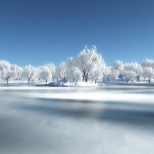 lake, winter