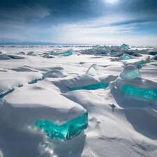 Mountains, lumps, winter, ice