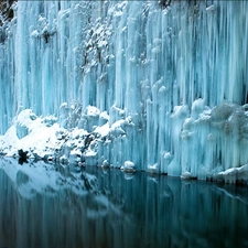 winter, frozen, waterfall