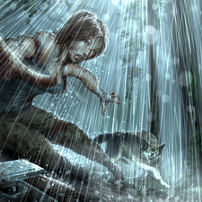 Tomb Raider, Rain, Wolf, Lara Croft