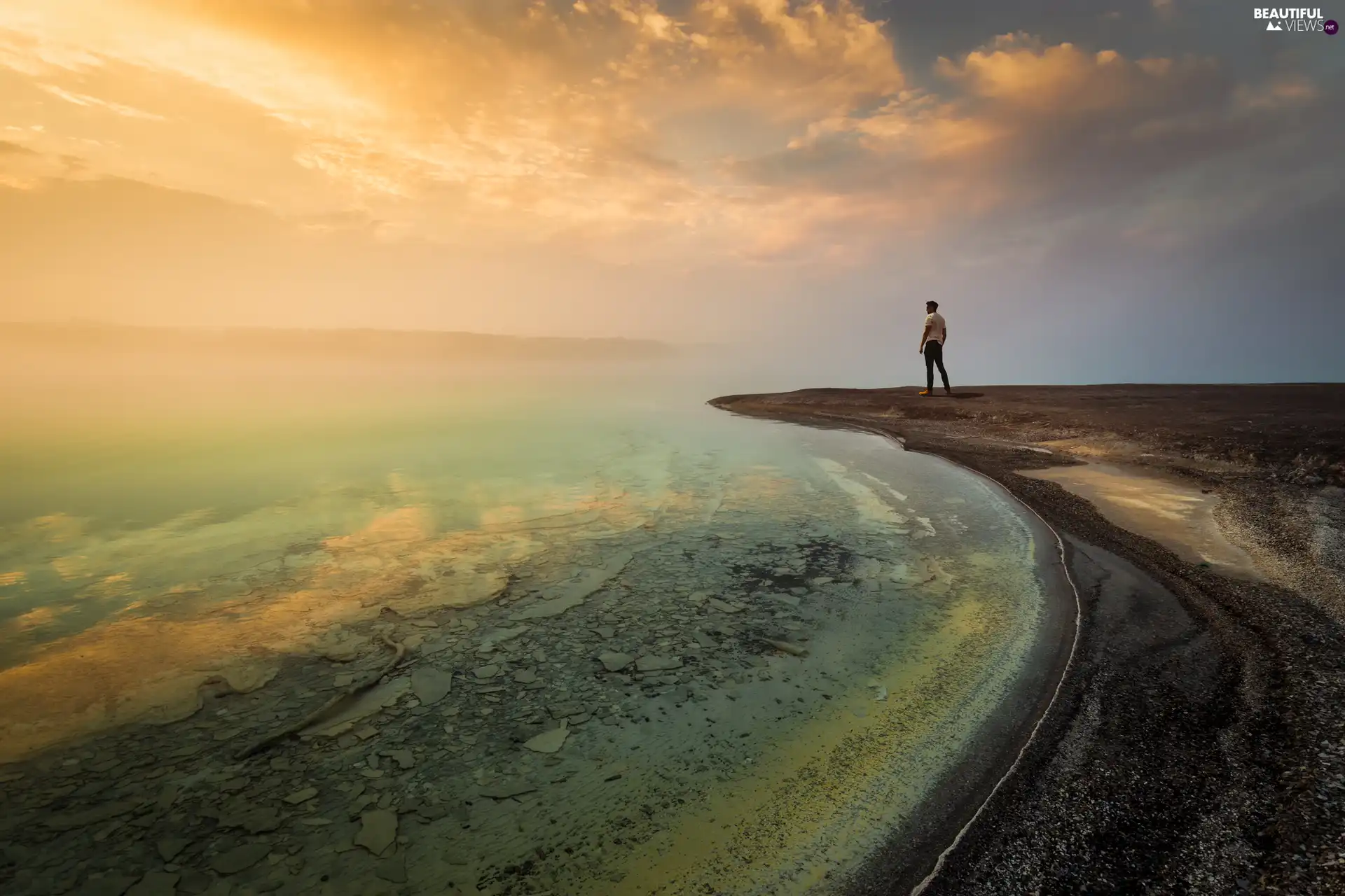 sea, a man, Beaches, Human