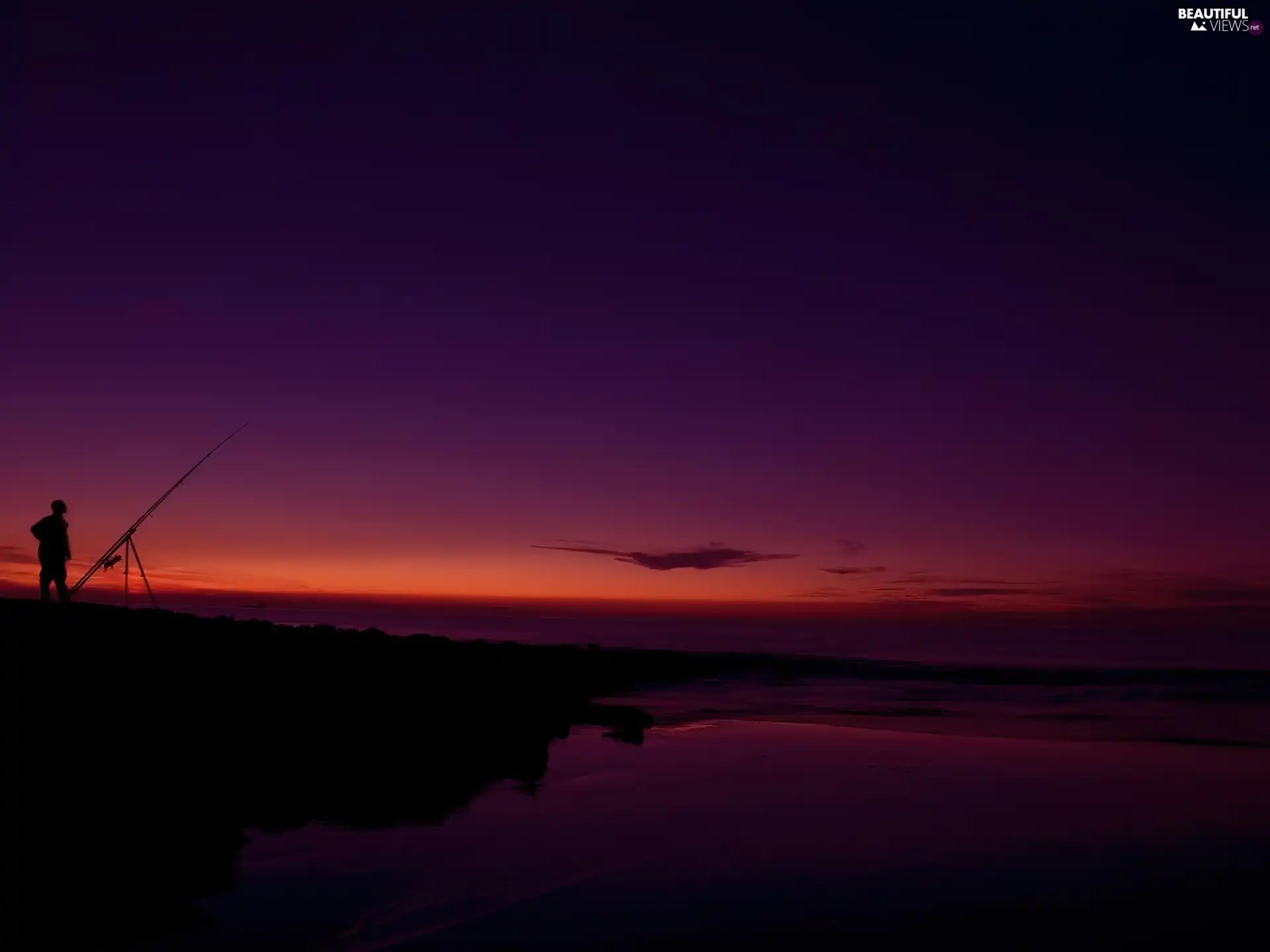 angler, lake, Night