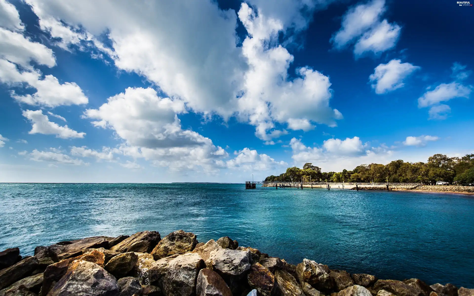 sea, clouds, Australia, White