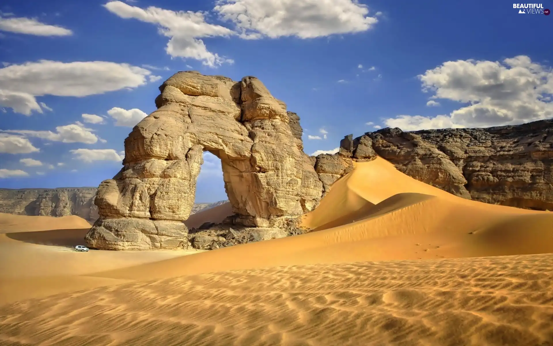 Desert, Dunes, Automobile, rocks