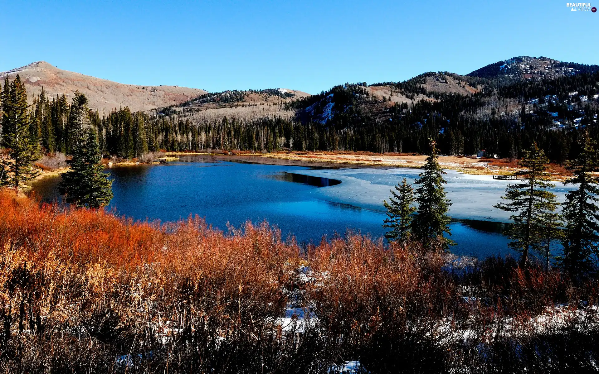 autumn, Mountains, lake