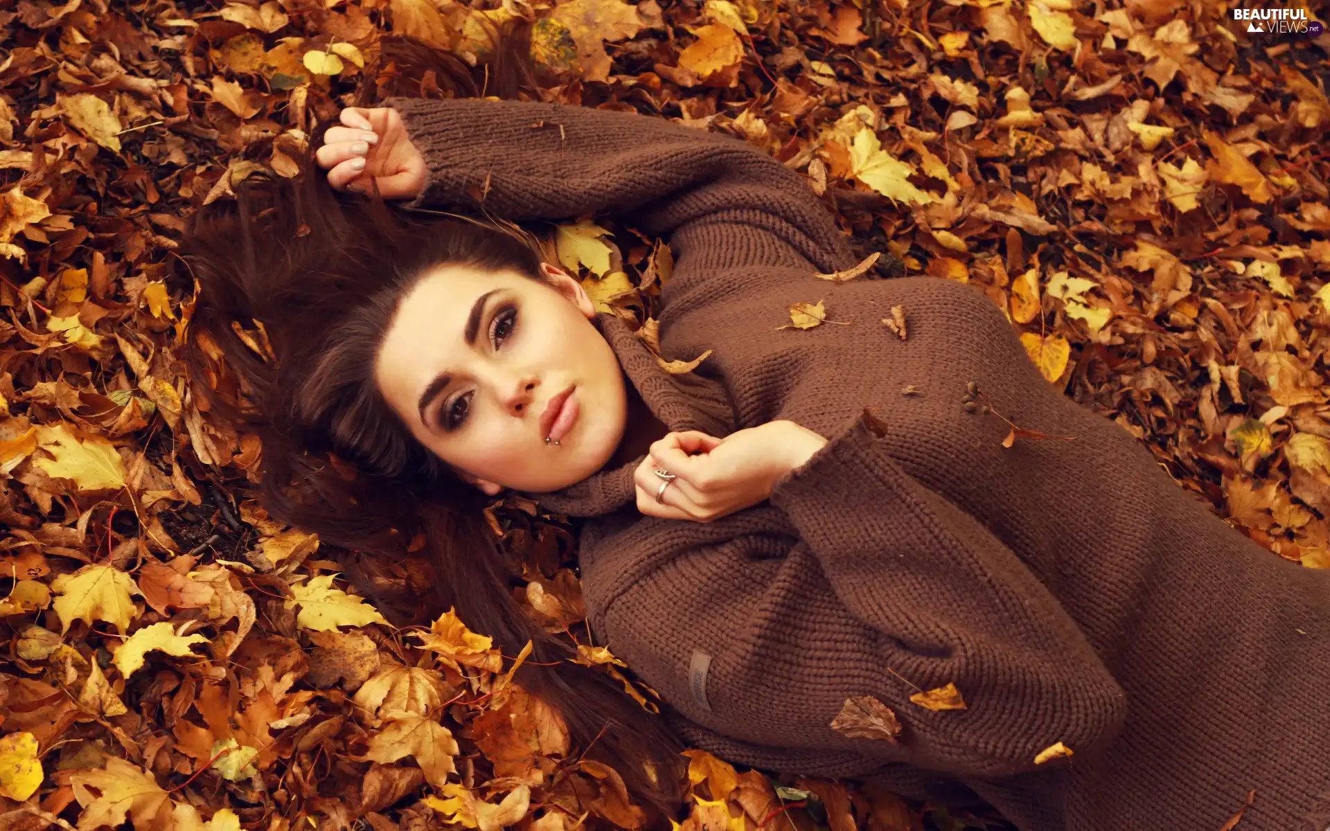 autumn, Women, Leaf