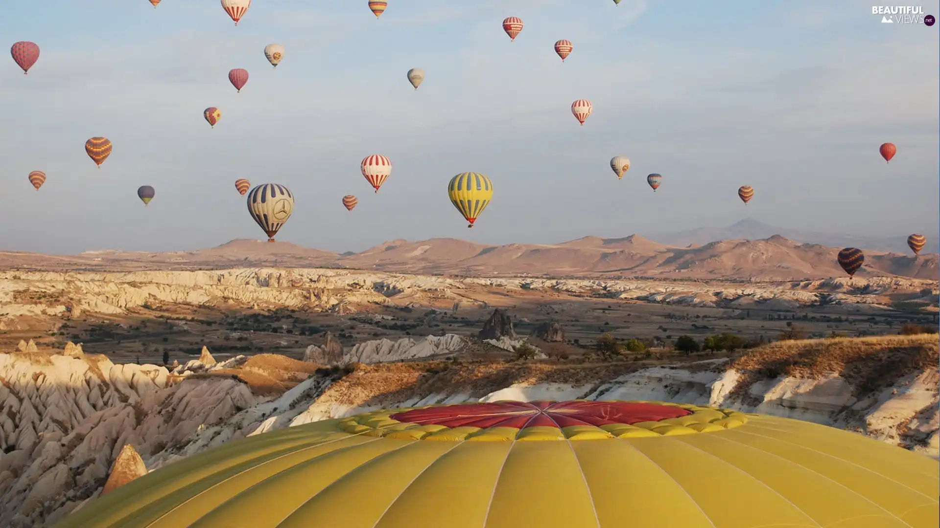 Mountains, Balloon, Balloons, flight