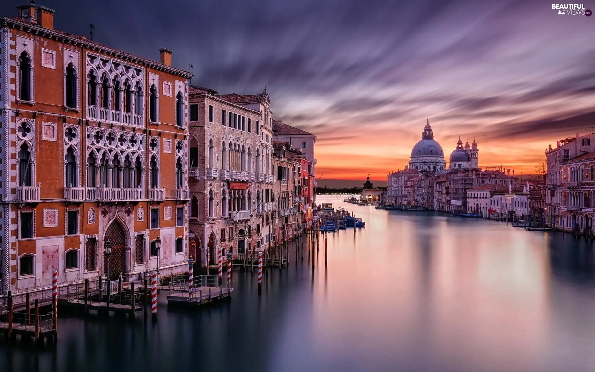 Canal Grande, Italy, Houses, Great Sunsets, Basilica of St. brand, Venice