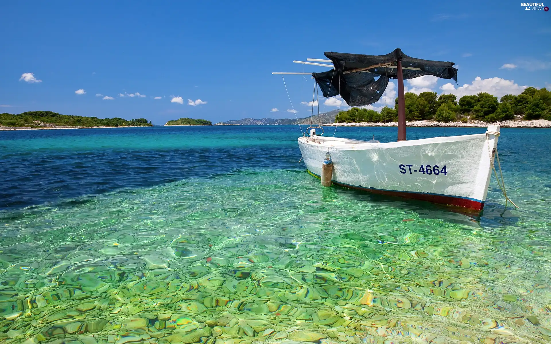 clear, moored, bath-tub, water