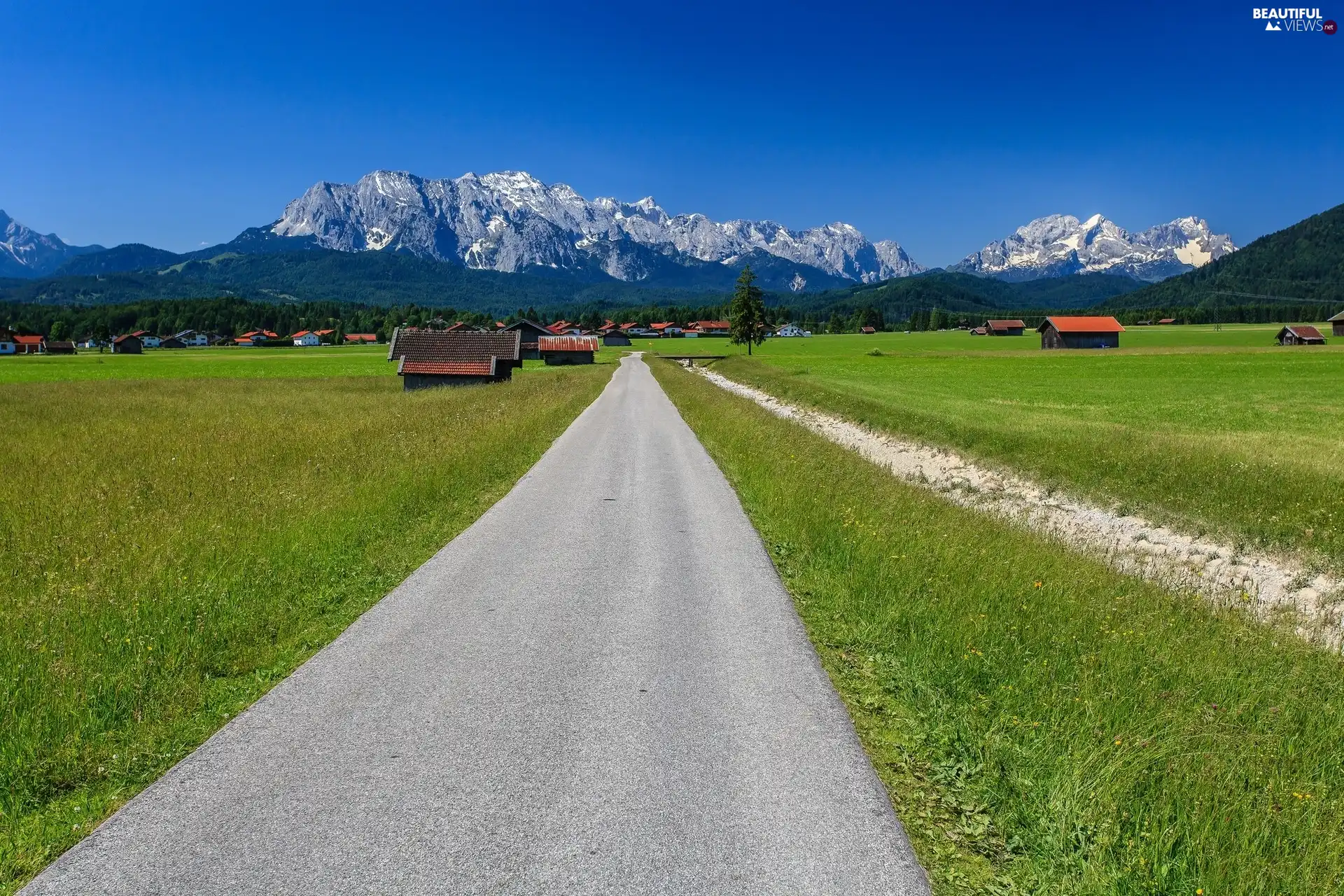 Bavaria, Germany, medows, Houses, Way