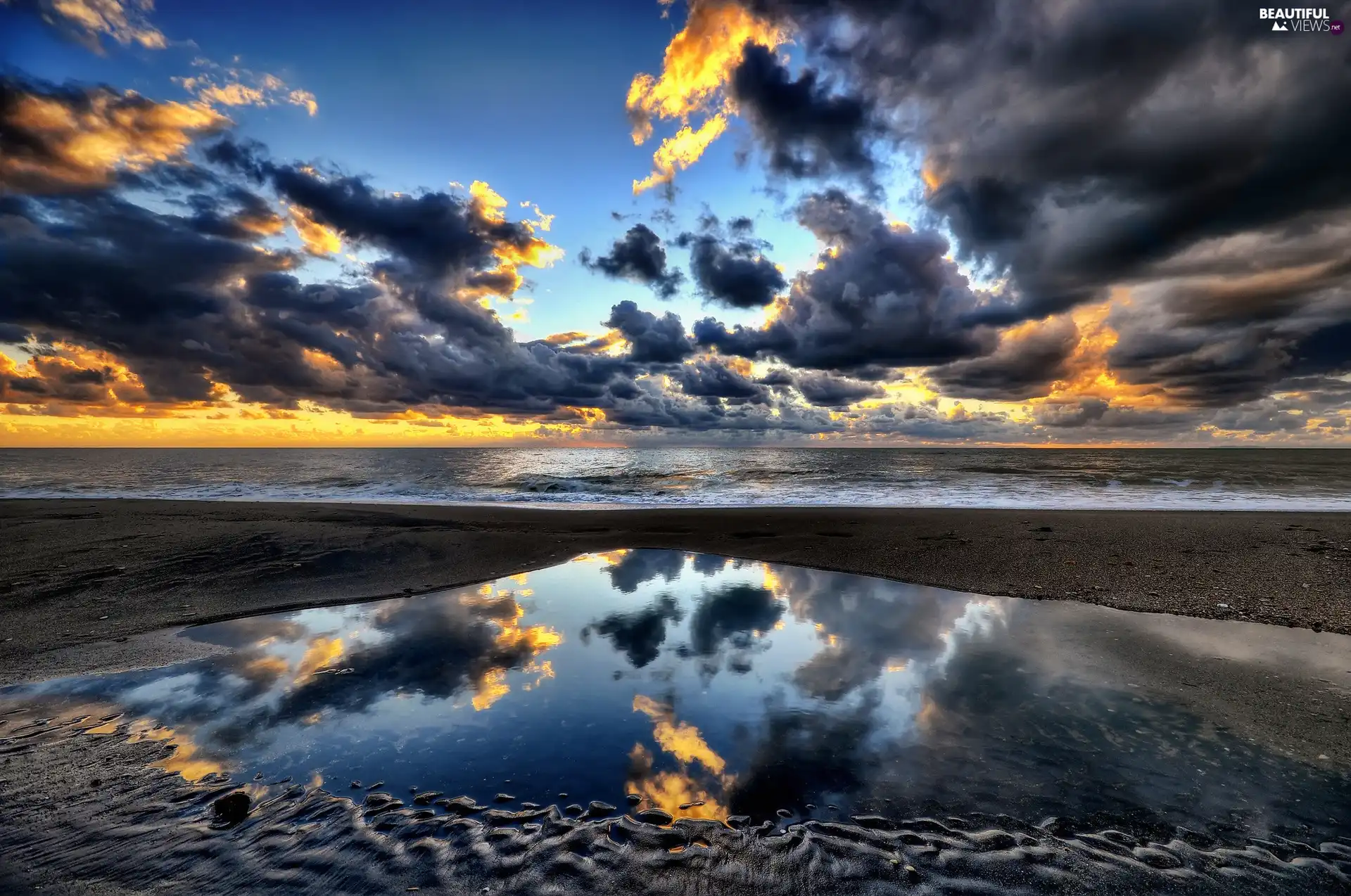 Clouds, sea, Beaches, Sky