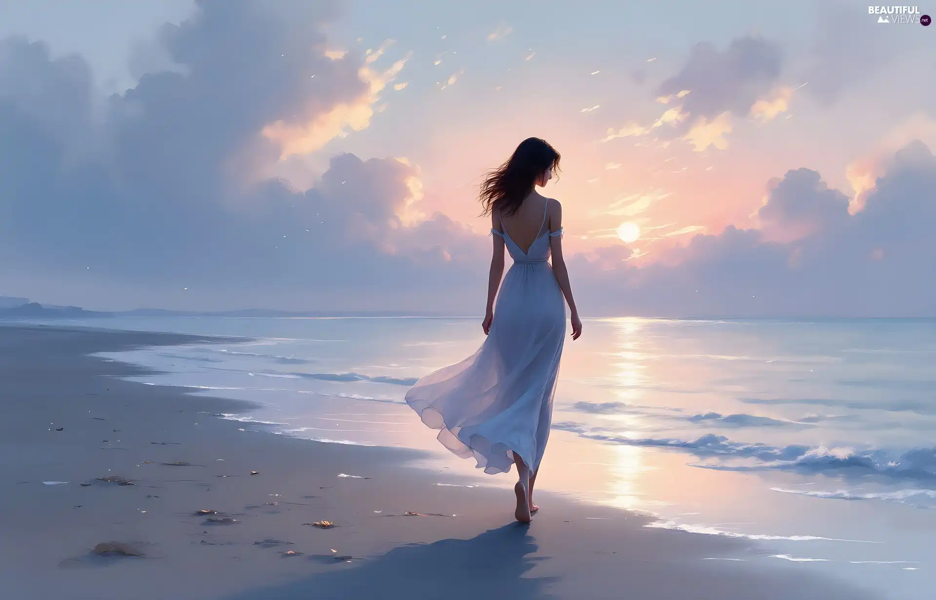 Women, Beaches, Great Sunsets, sea
