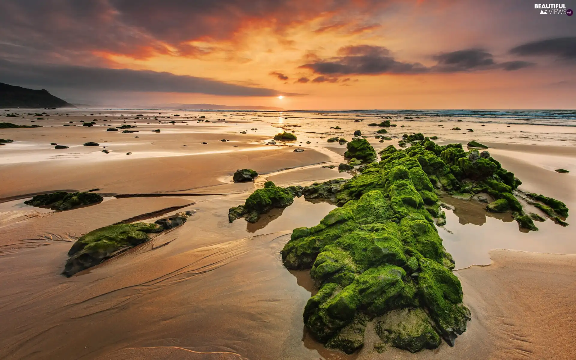 Beaches, Stones rocks, sun, sea, west