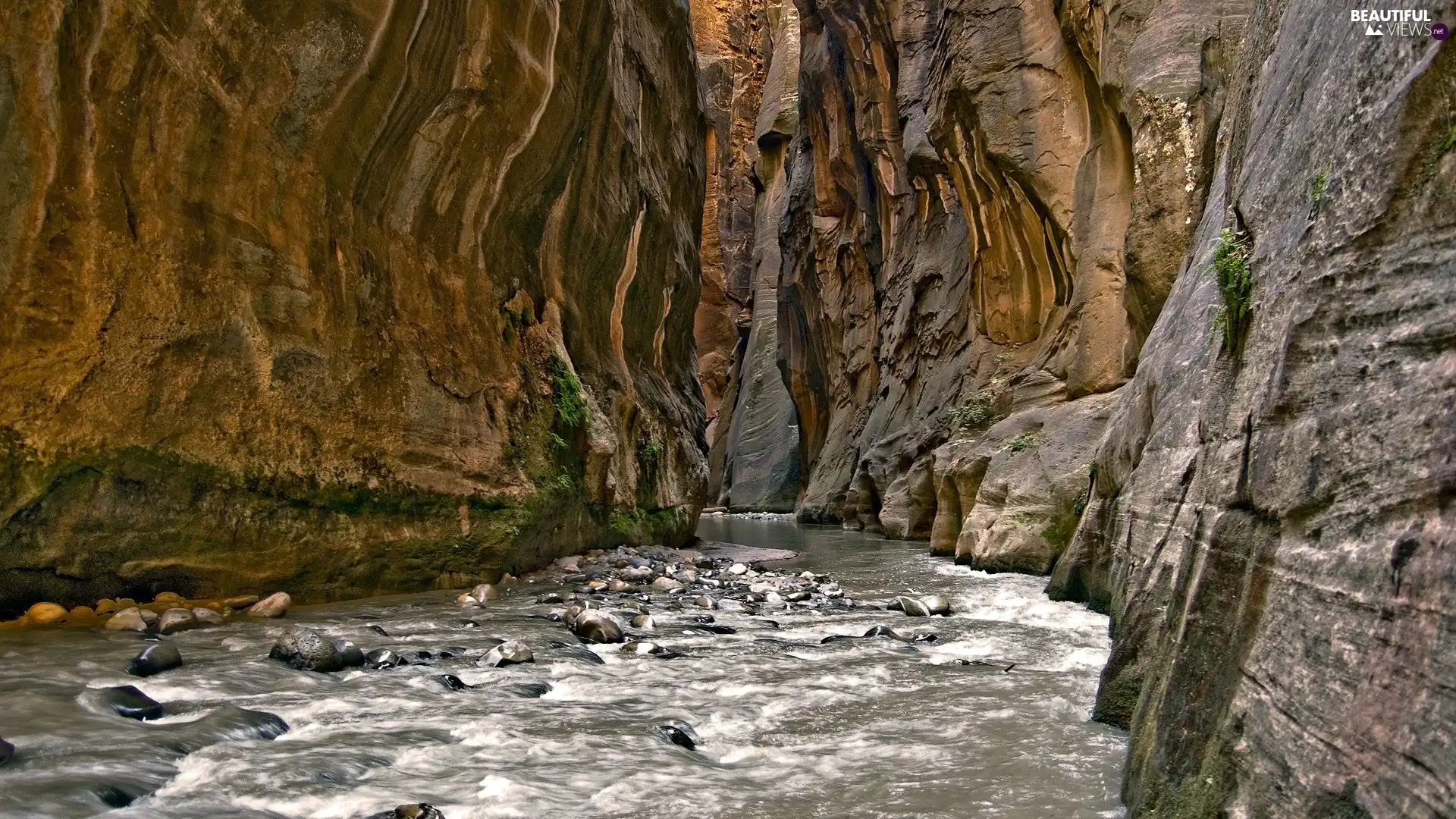 canyon, walls, bed-rock, River