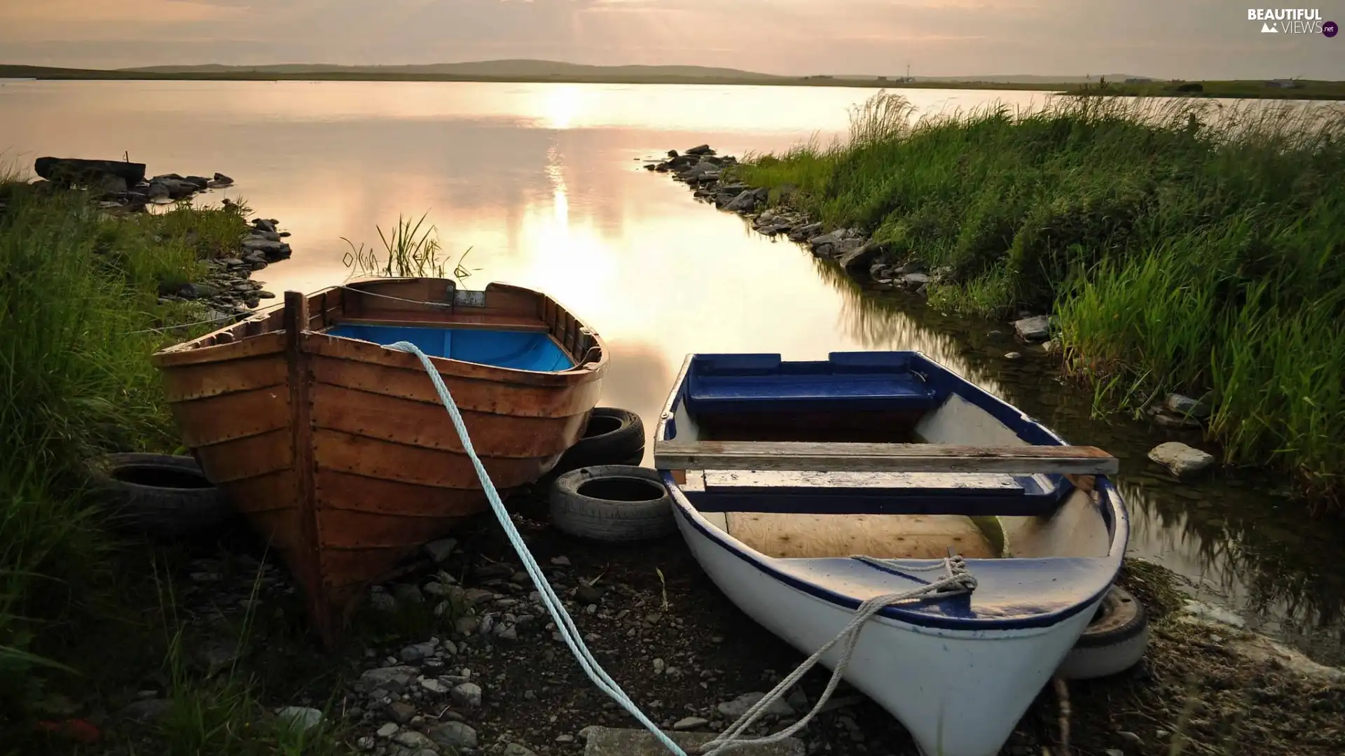 boats, lake, coast