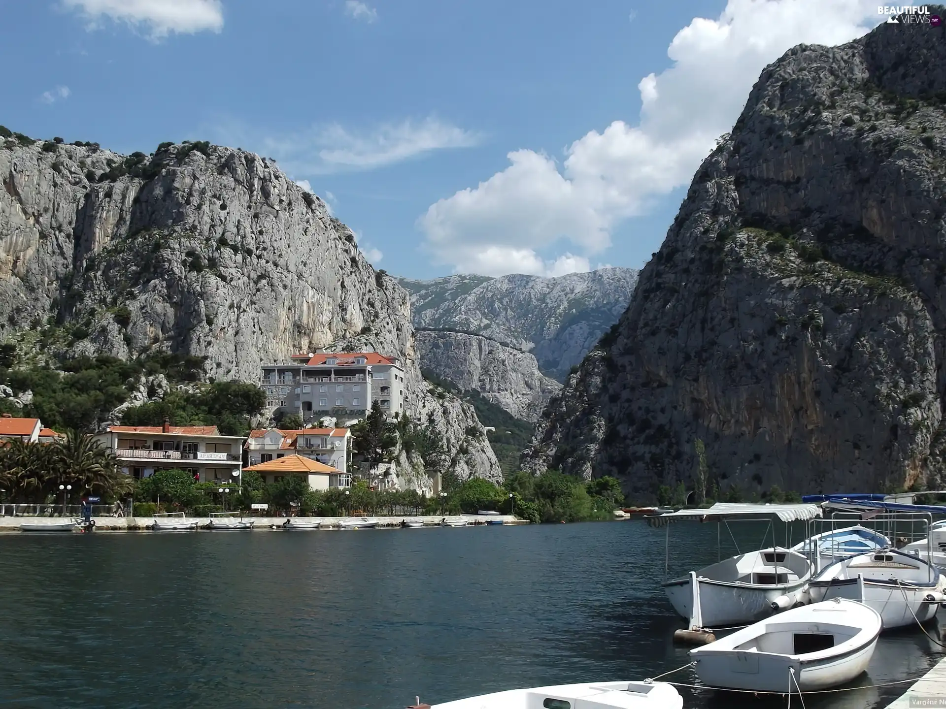 boats, Mountains, Houses