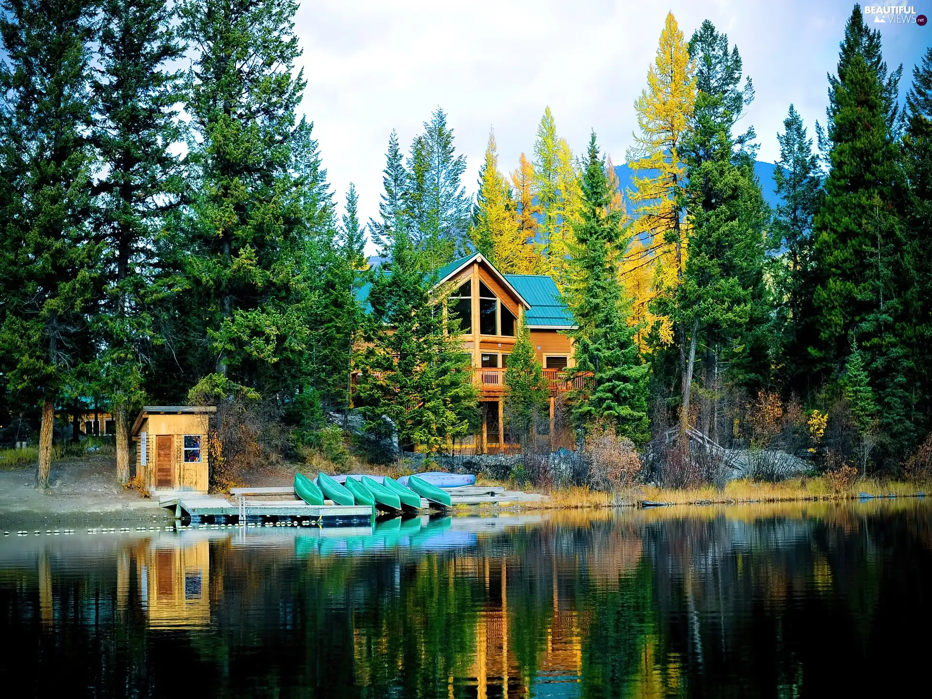 boats, house, lake