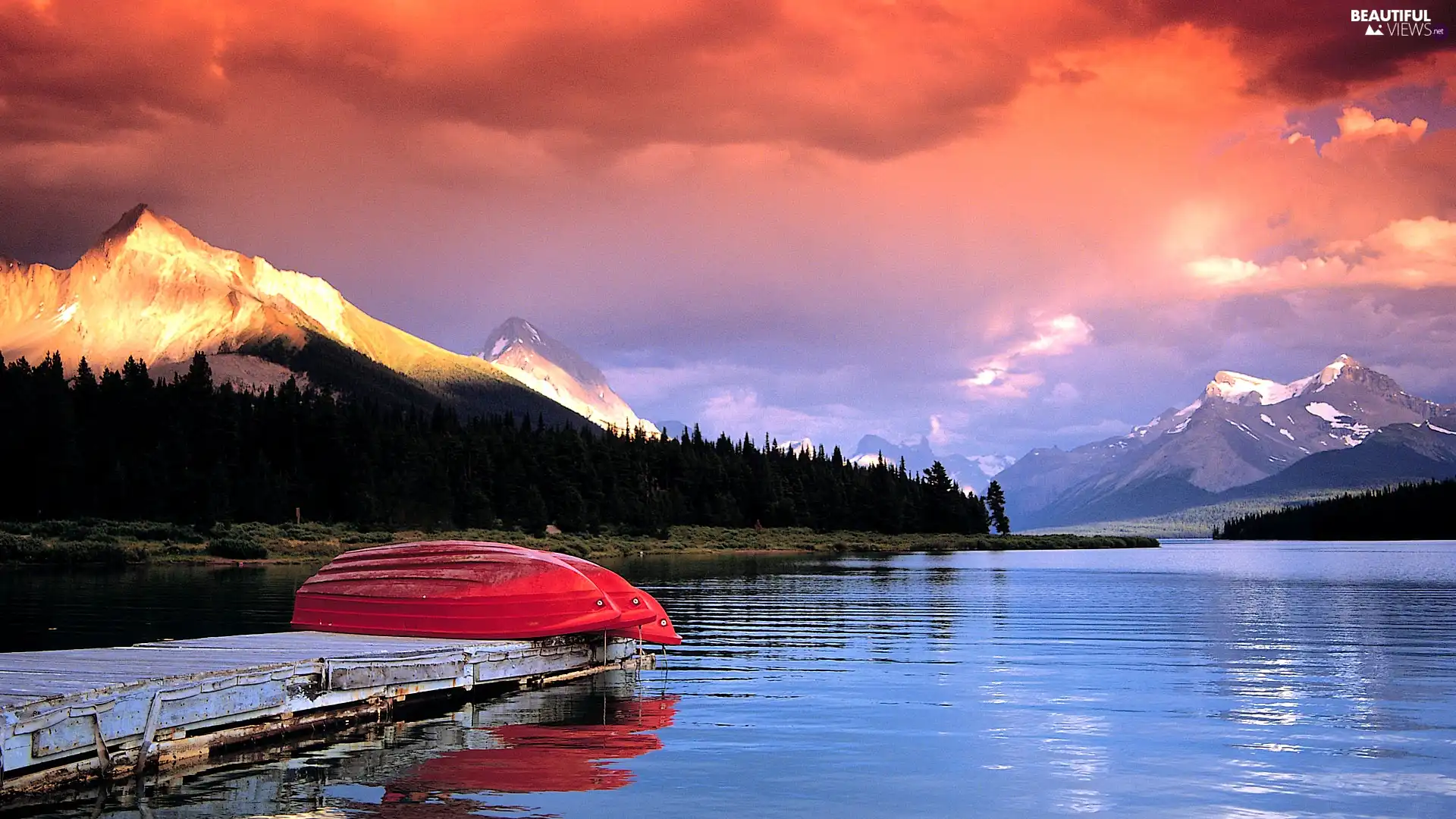 boats, Mountains, lake