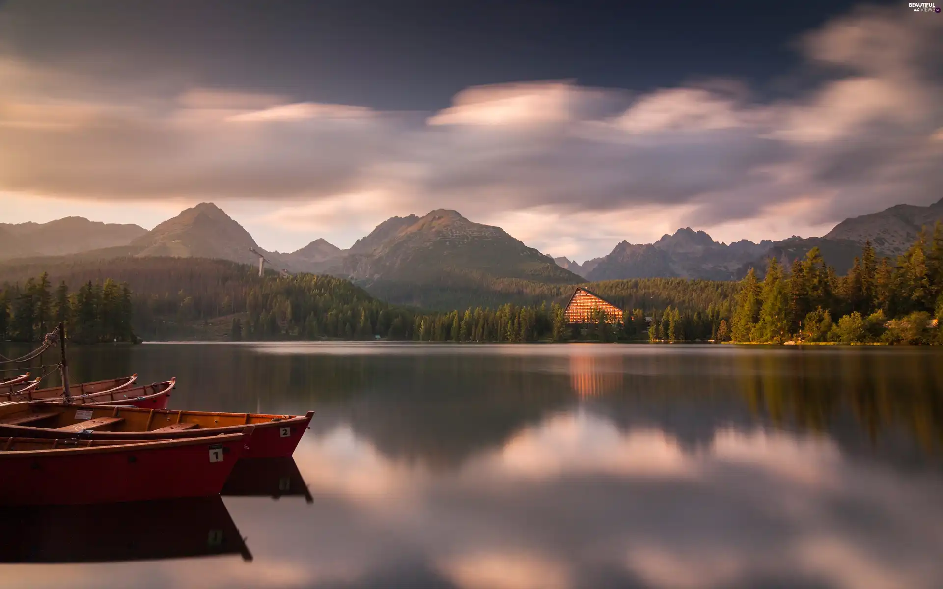 Slovakia, Tatras, boats, Mountains