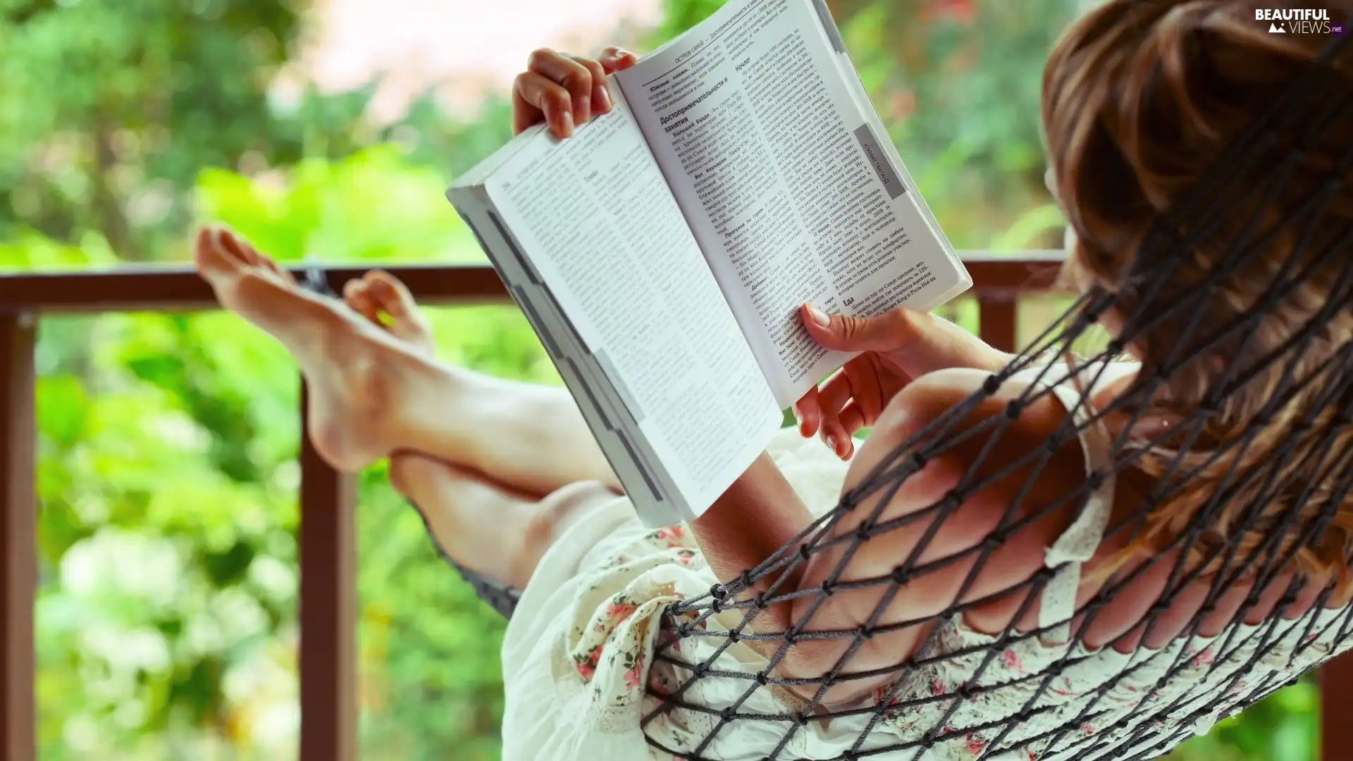 Women, Hammock, Book, Garden