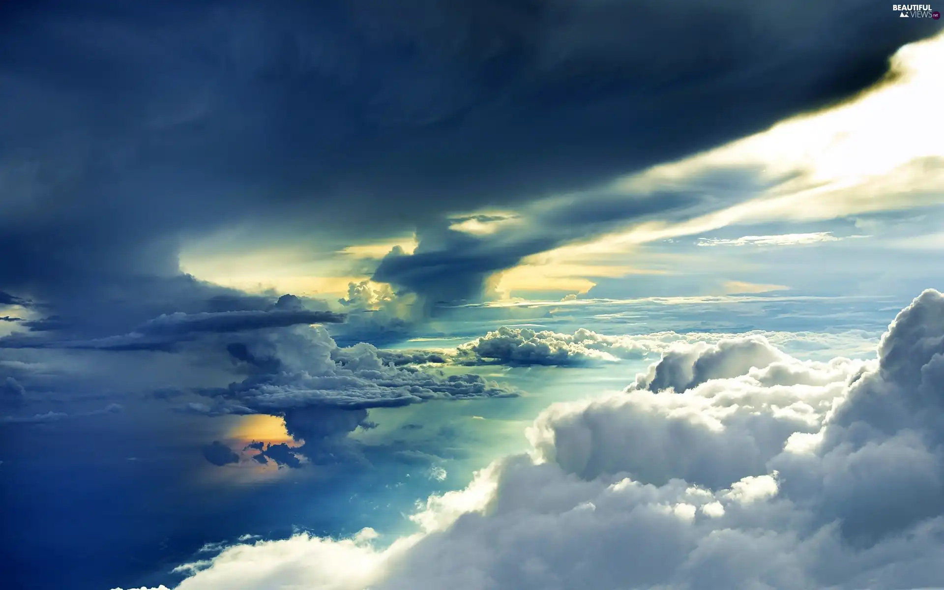 Sky, clouds, light breaking through sky, Unusual