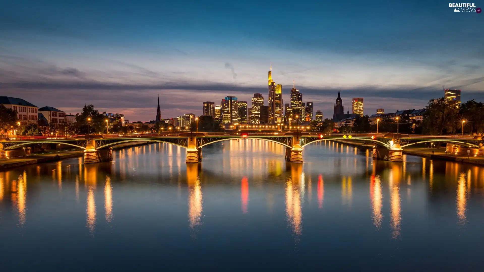 Frankfurt am Main, Germany, River Men, evening, bridge