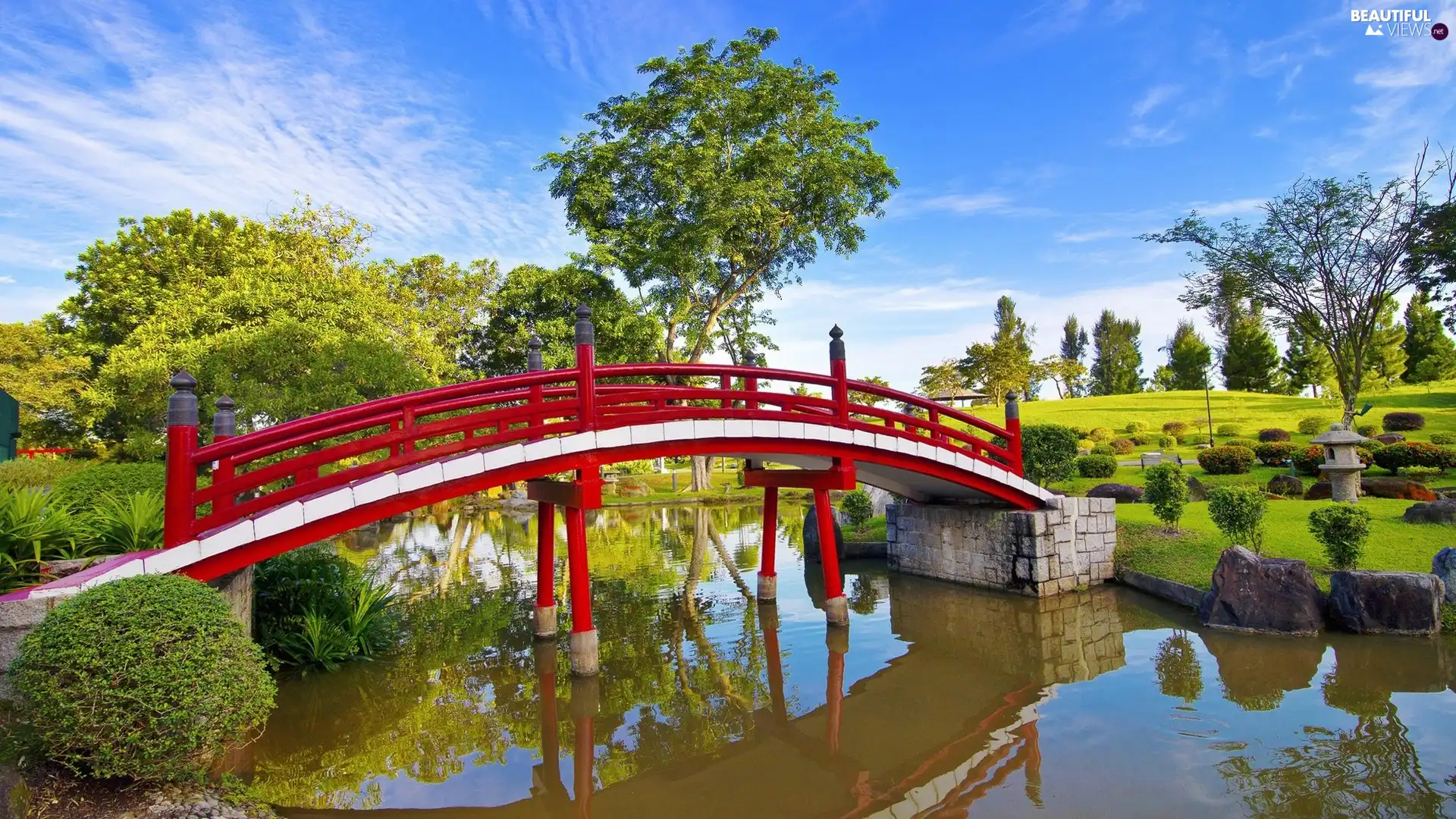 bridge, Park, River