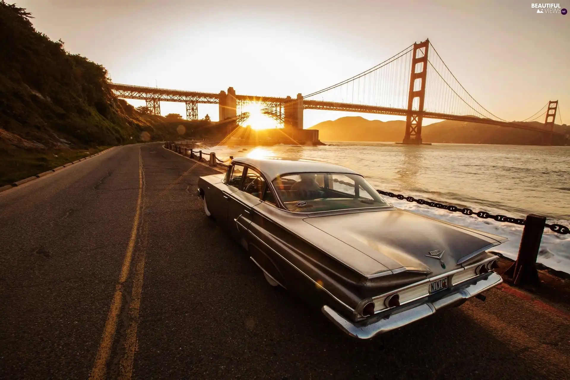 bridge, Way, sun, Cadillac, west