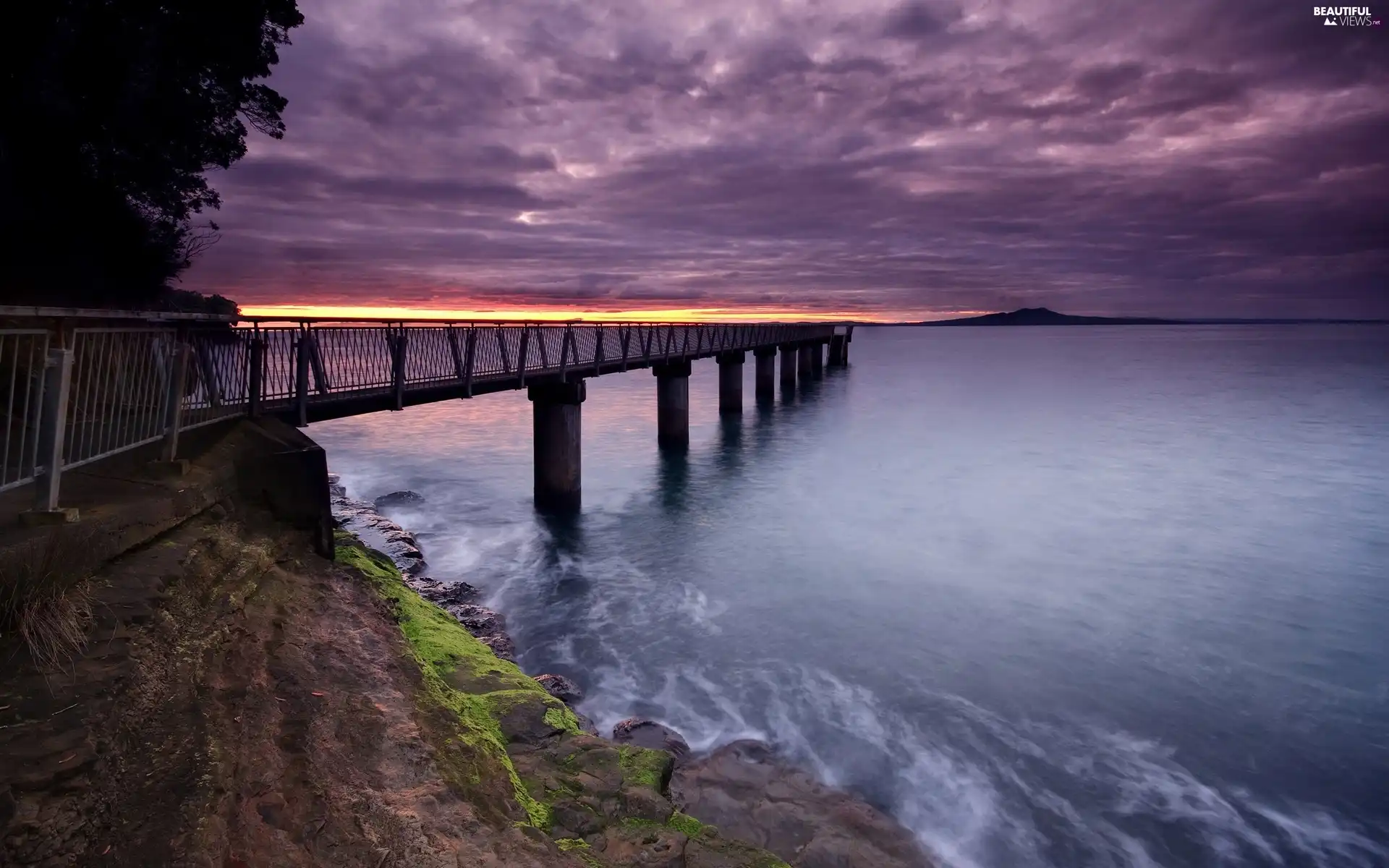 west, sea, bridge, sun