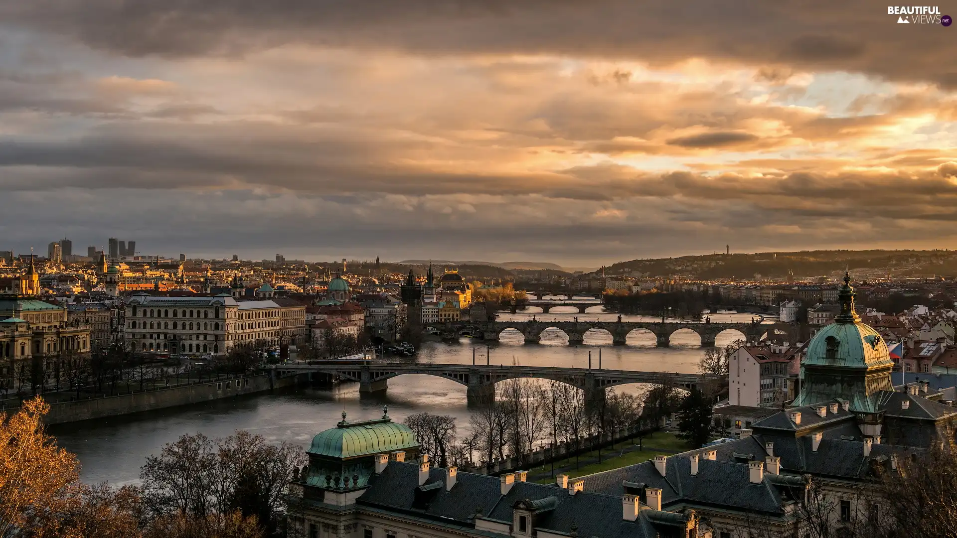 Prague, Czech Republic, Bridges, Town, Vltava River