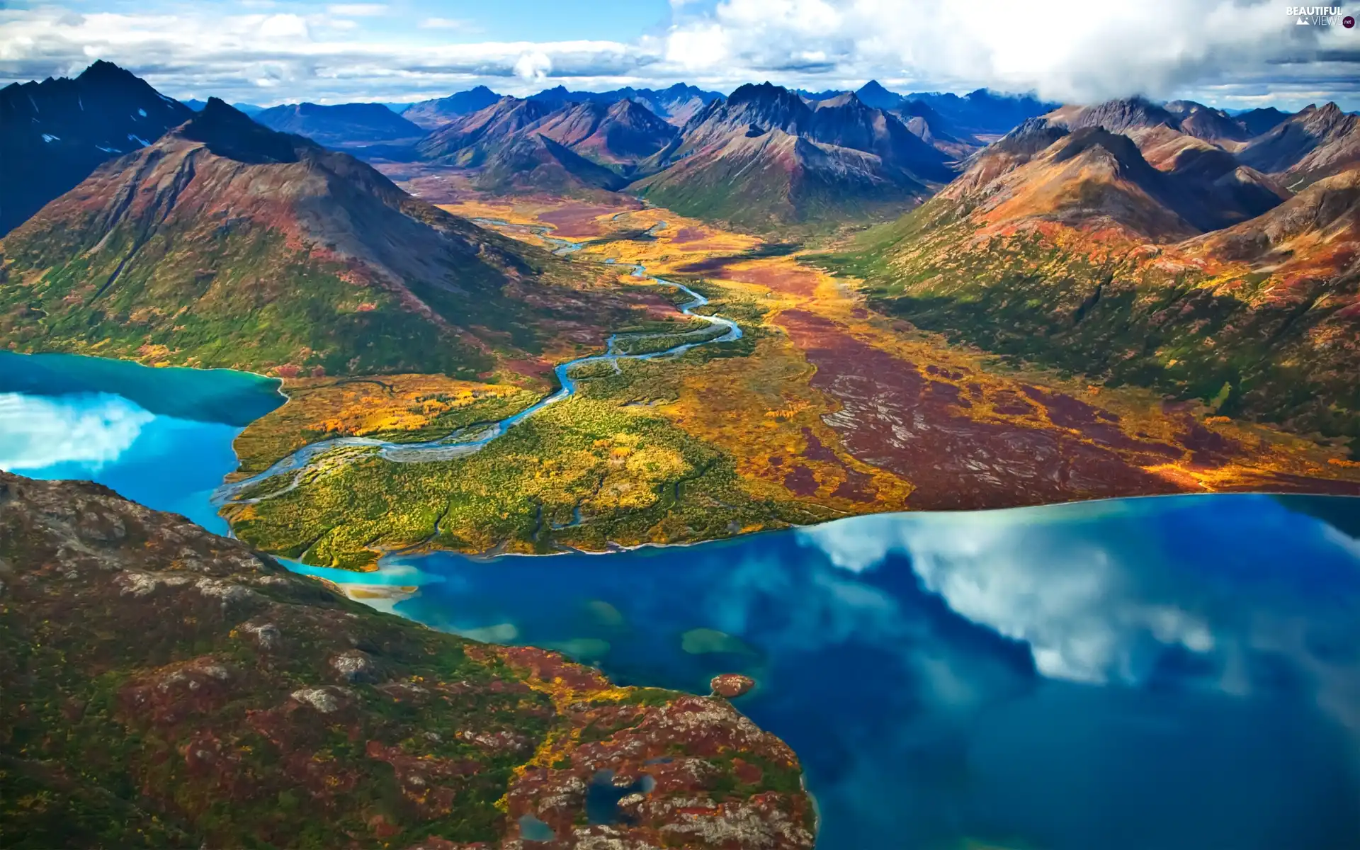 brook, Mountains, lake