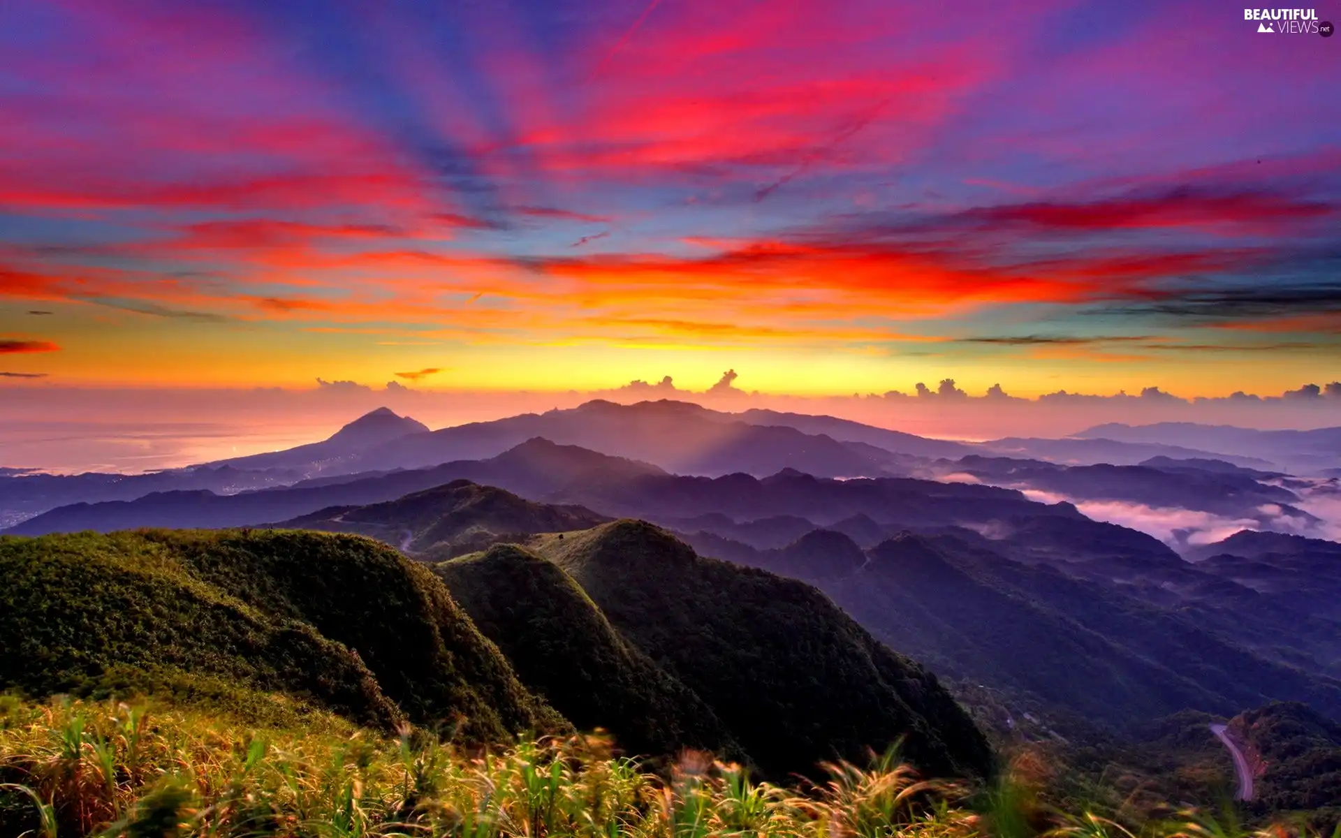 mountains, Great Sunsets, by