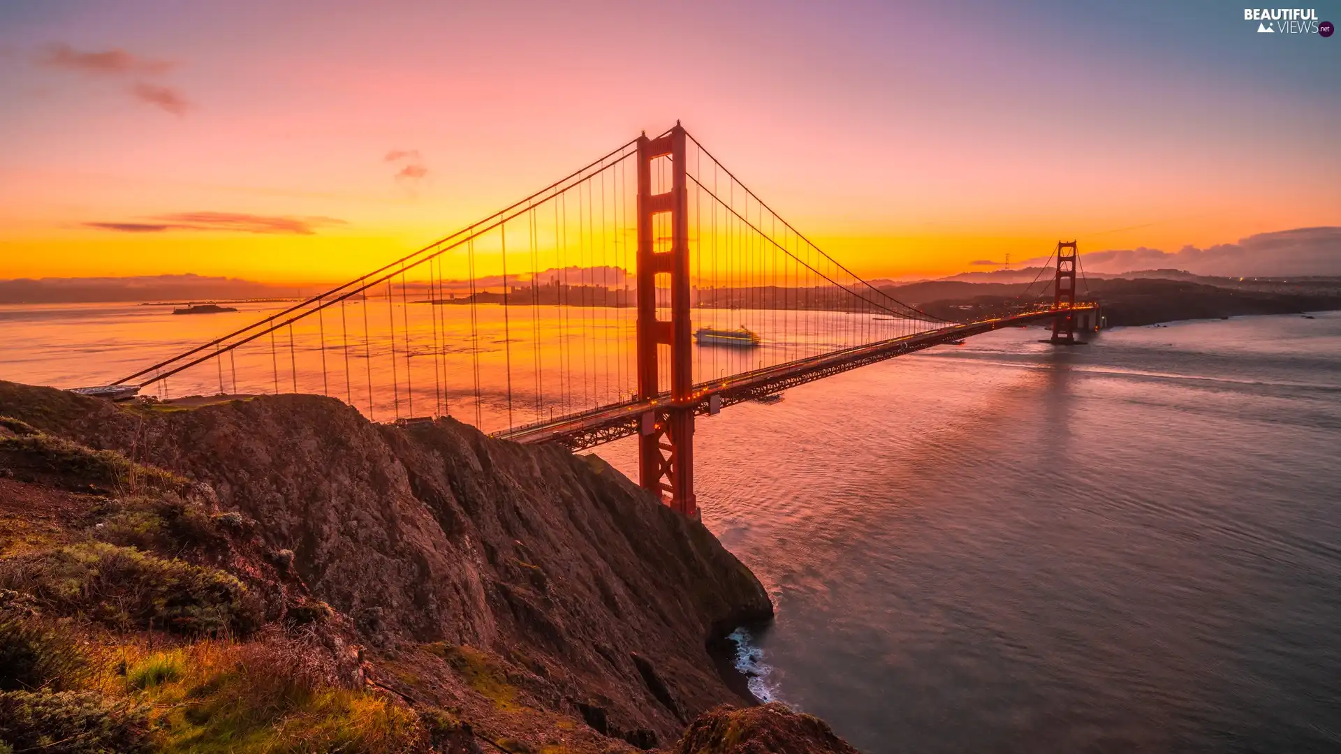 Golden Gate Strait, Great Sunsets, State of California, Most Golden Gate Bridge, The United States