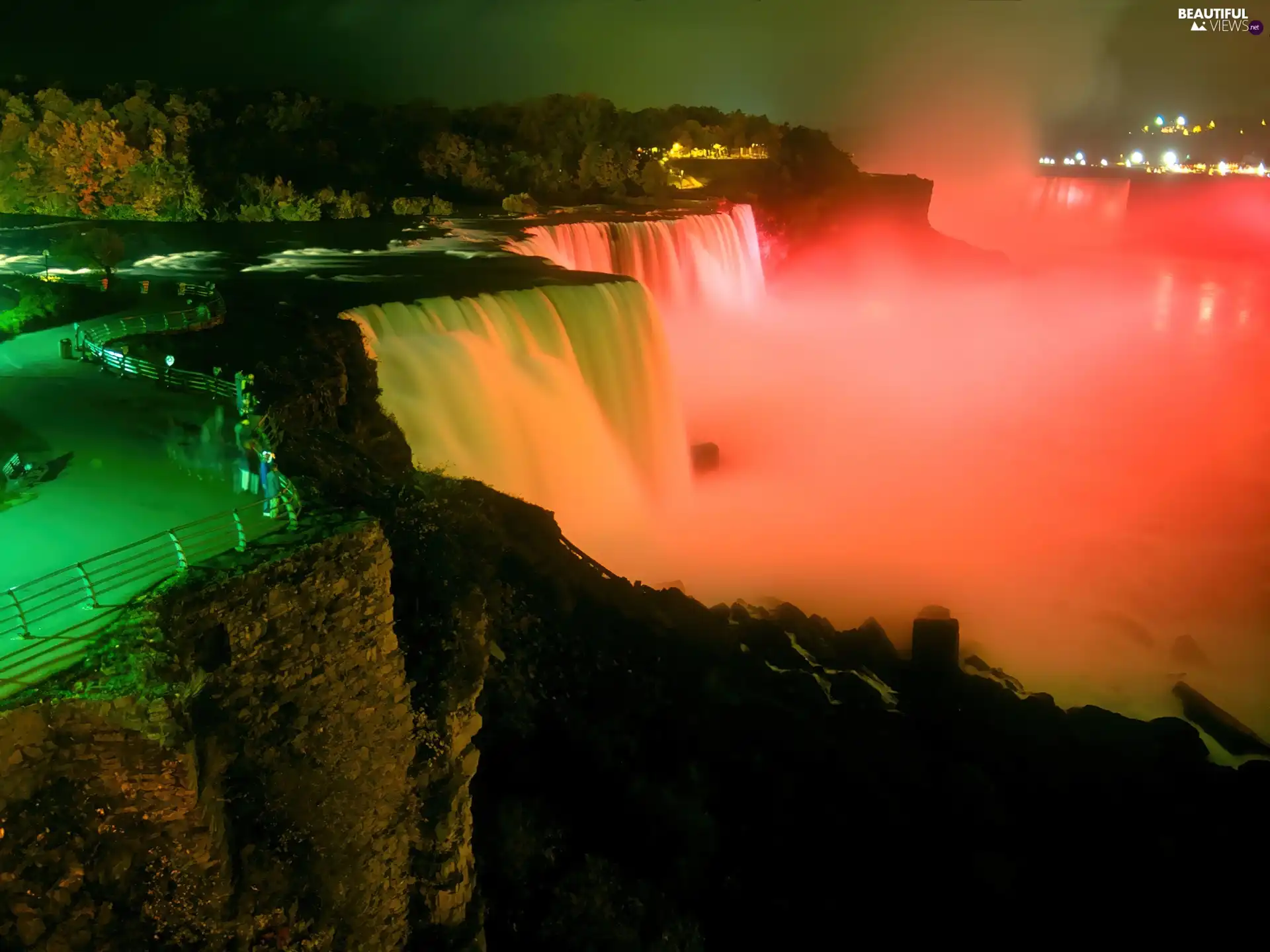 highlighted, Niagara Falls, Canada, waterfall