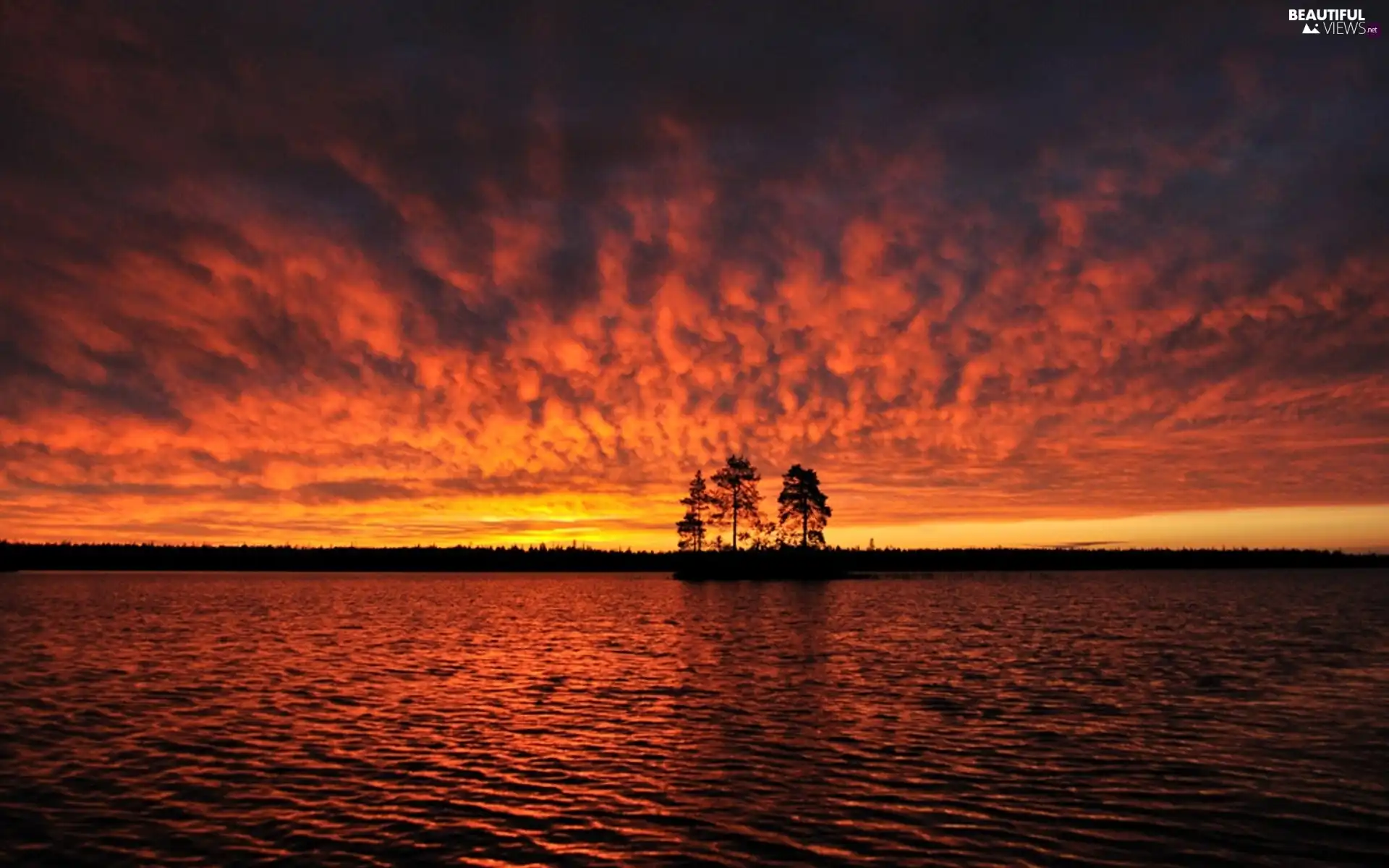 west, lake, Cloud, sun