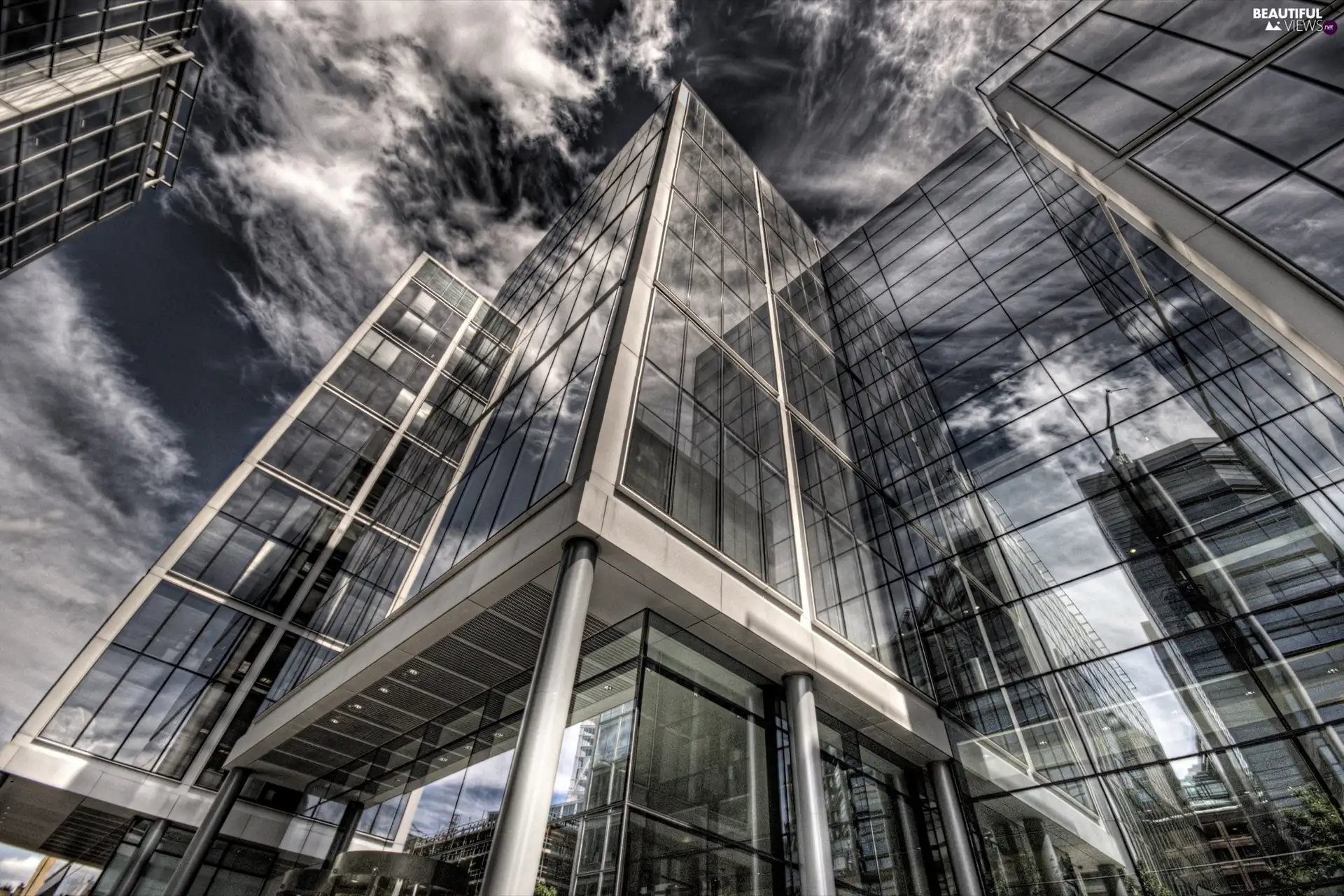 clouds, glass, architecture