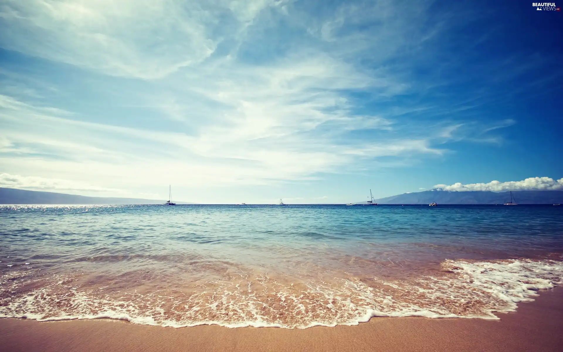 Beaches, coast, clouds, sea