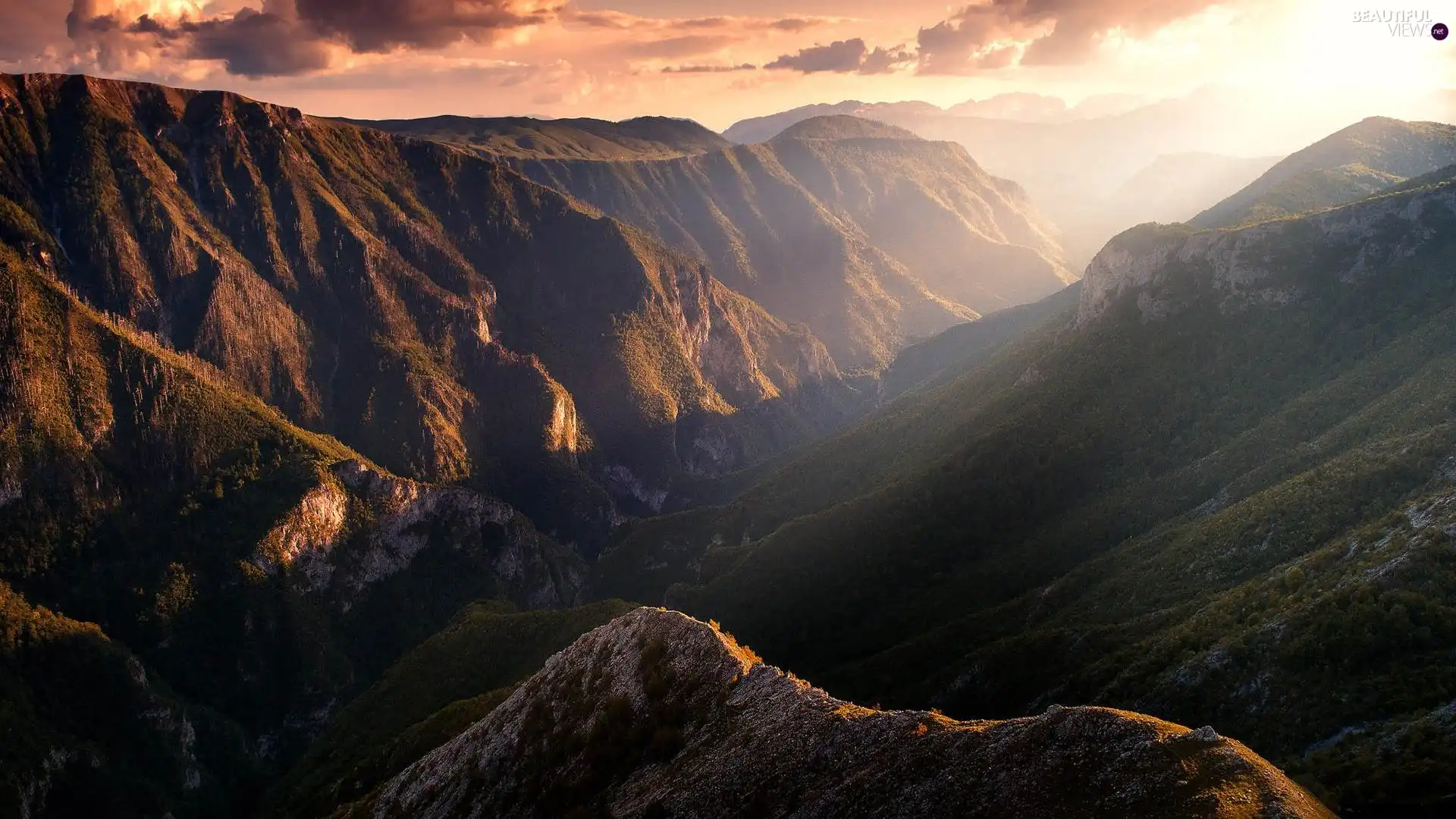 clouds, Mountains, canyon