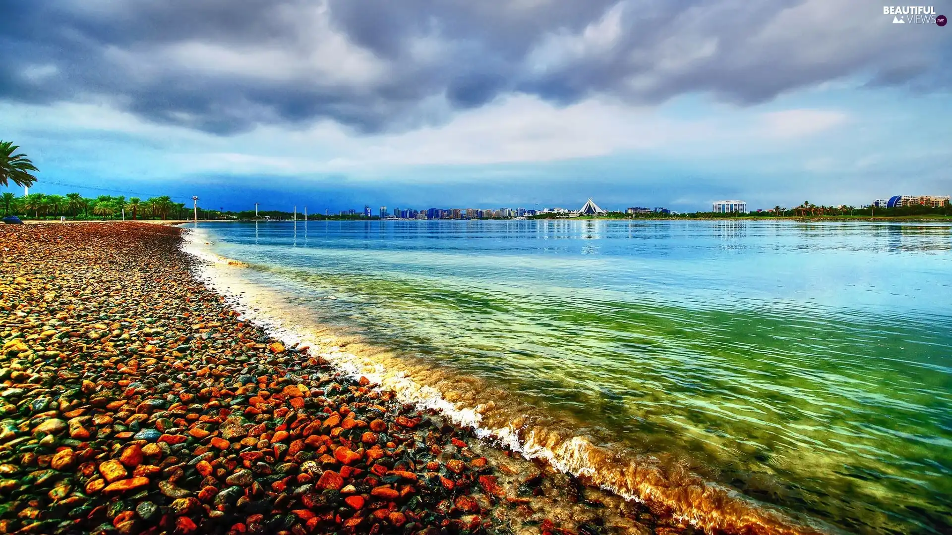 clouds, lake, color