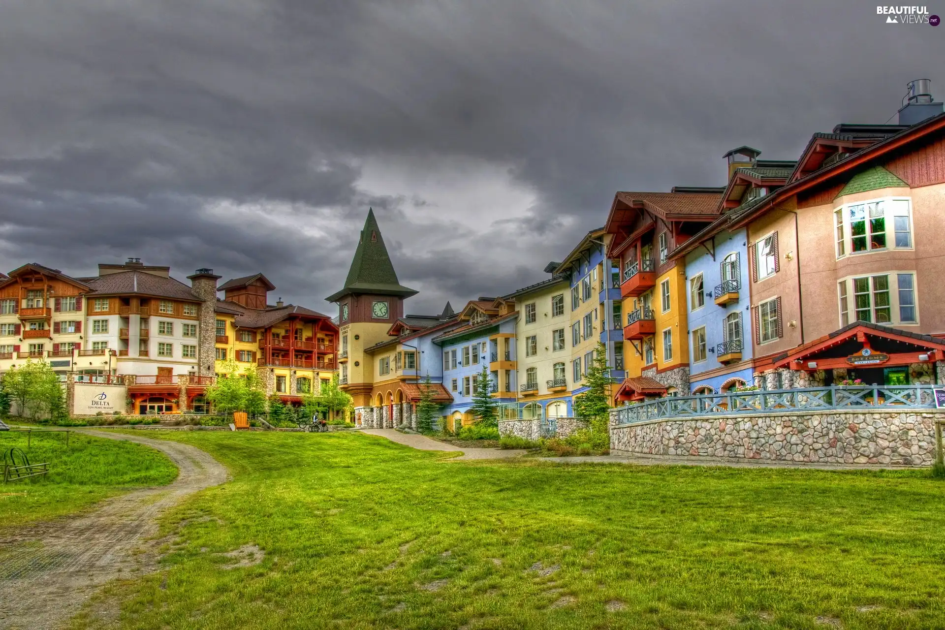 Houses, clouds