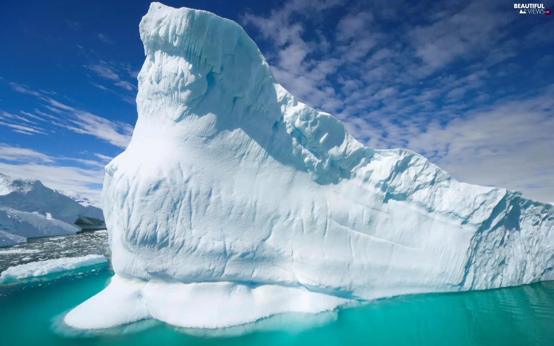 Ice, water, clouds, mountains