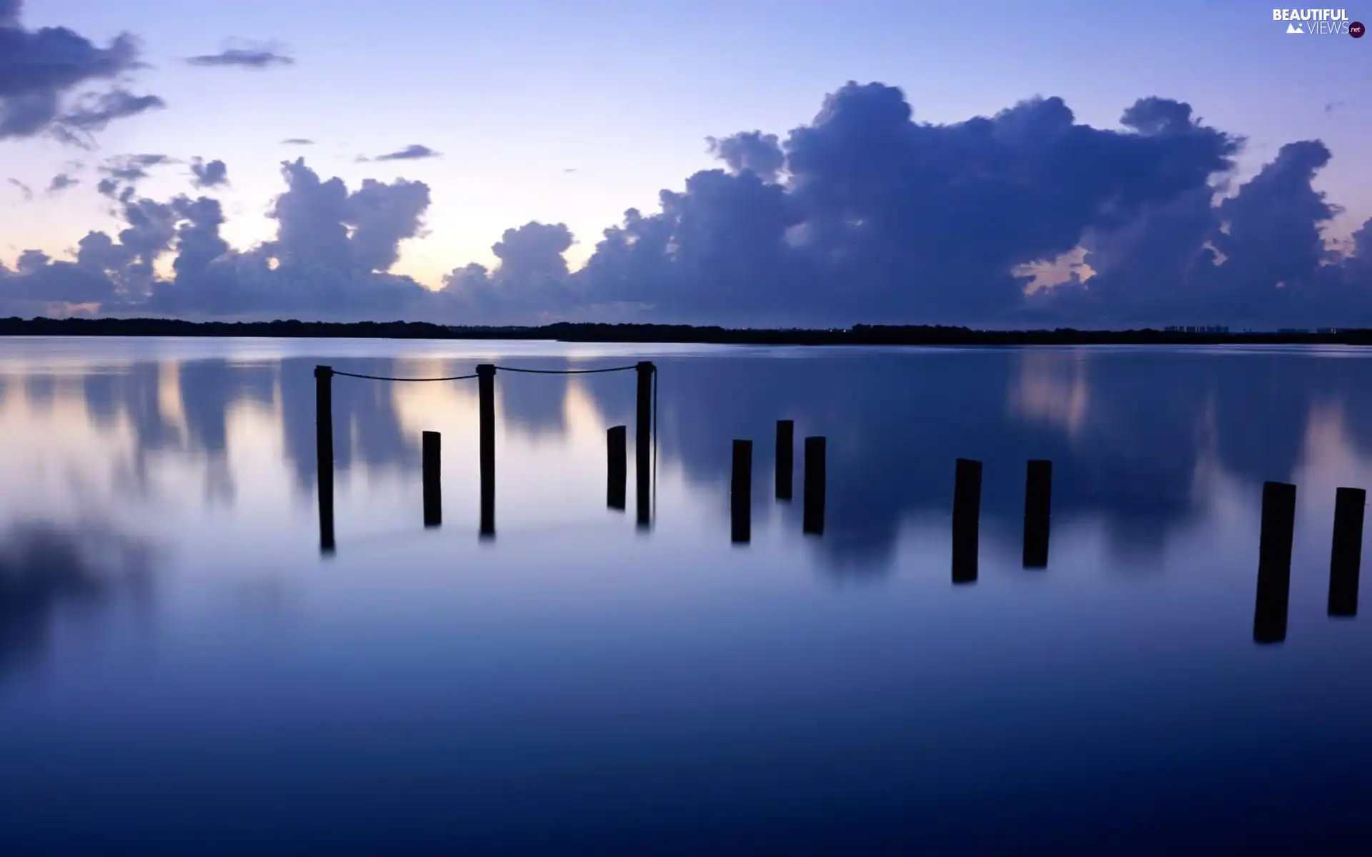 lake, clouds