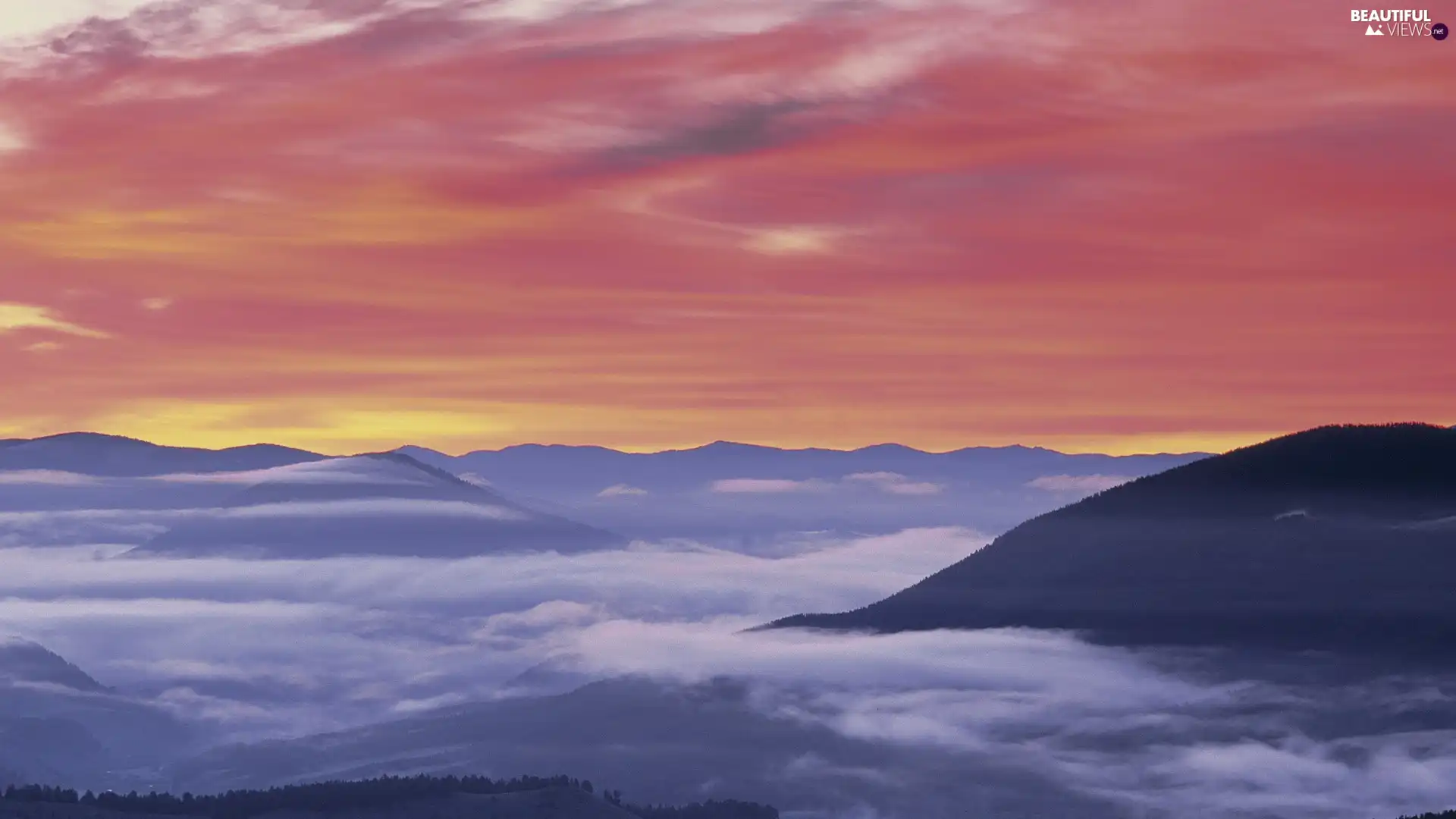 Mountains, clouds