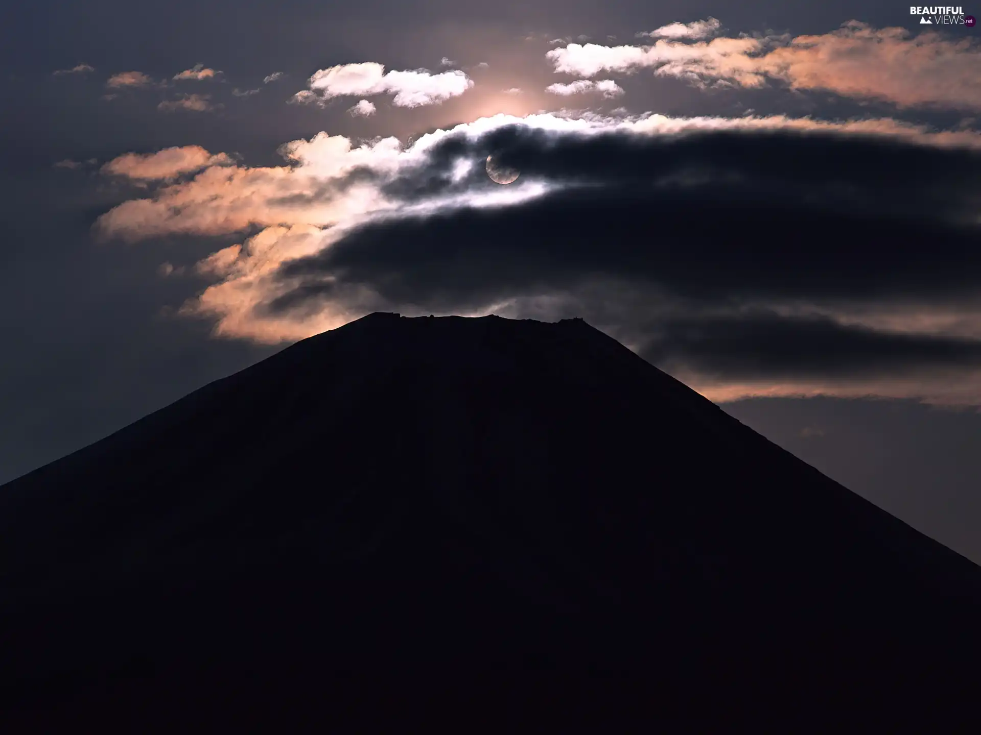 mountains, evening, clouds, height