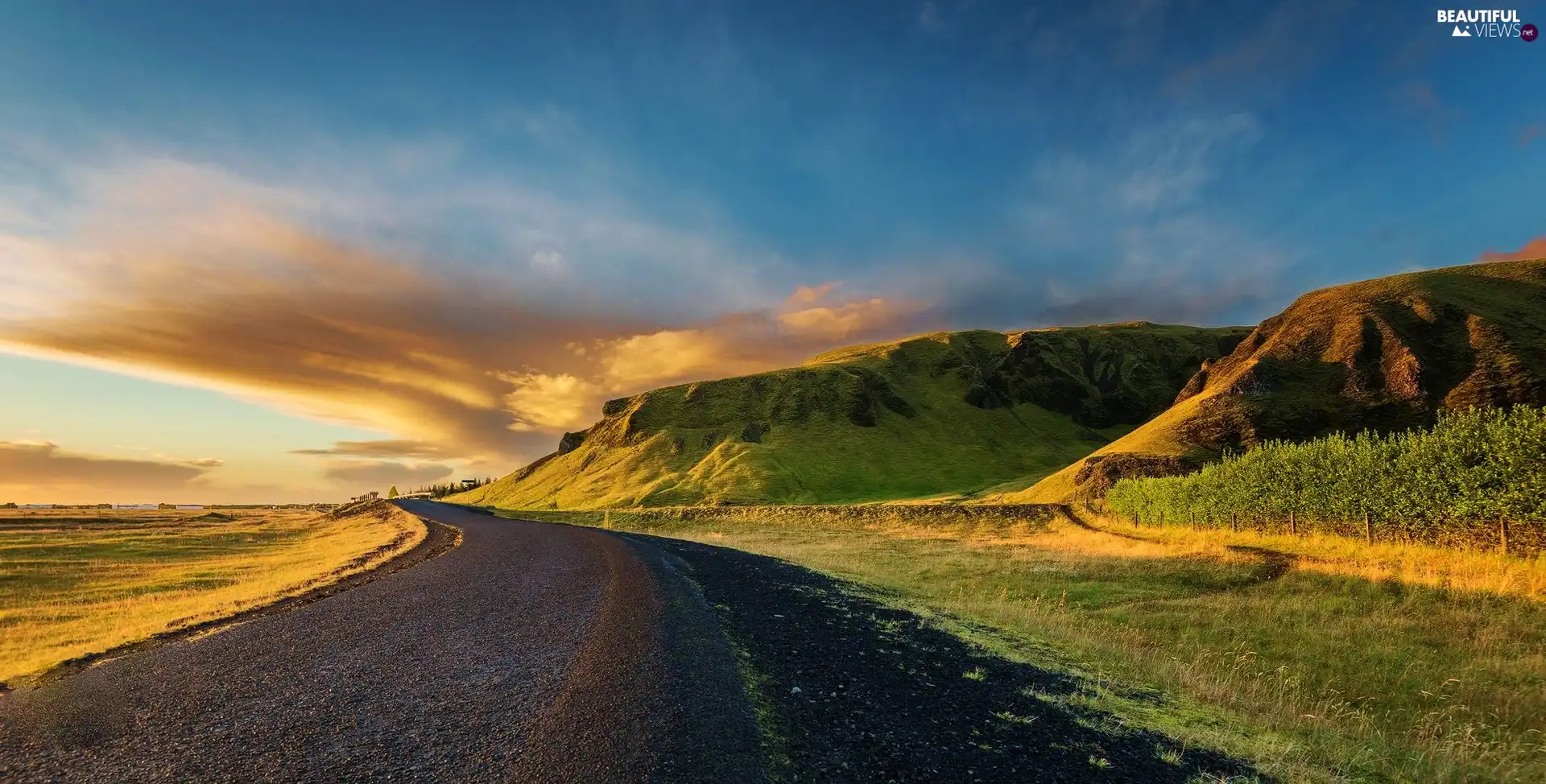 clouds, Way, Mountains