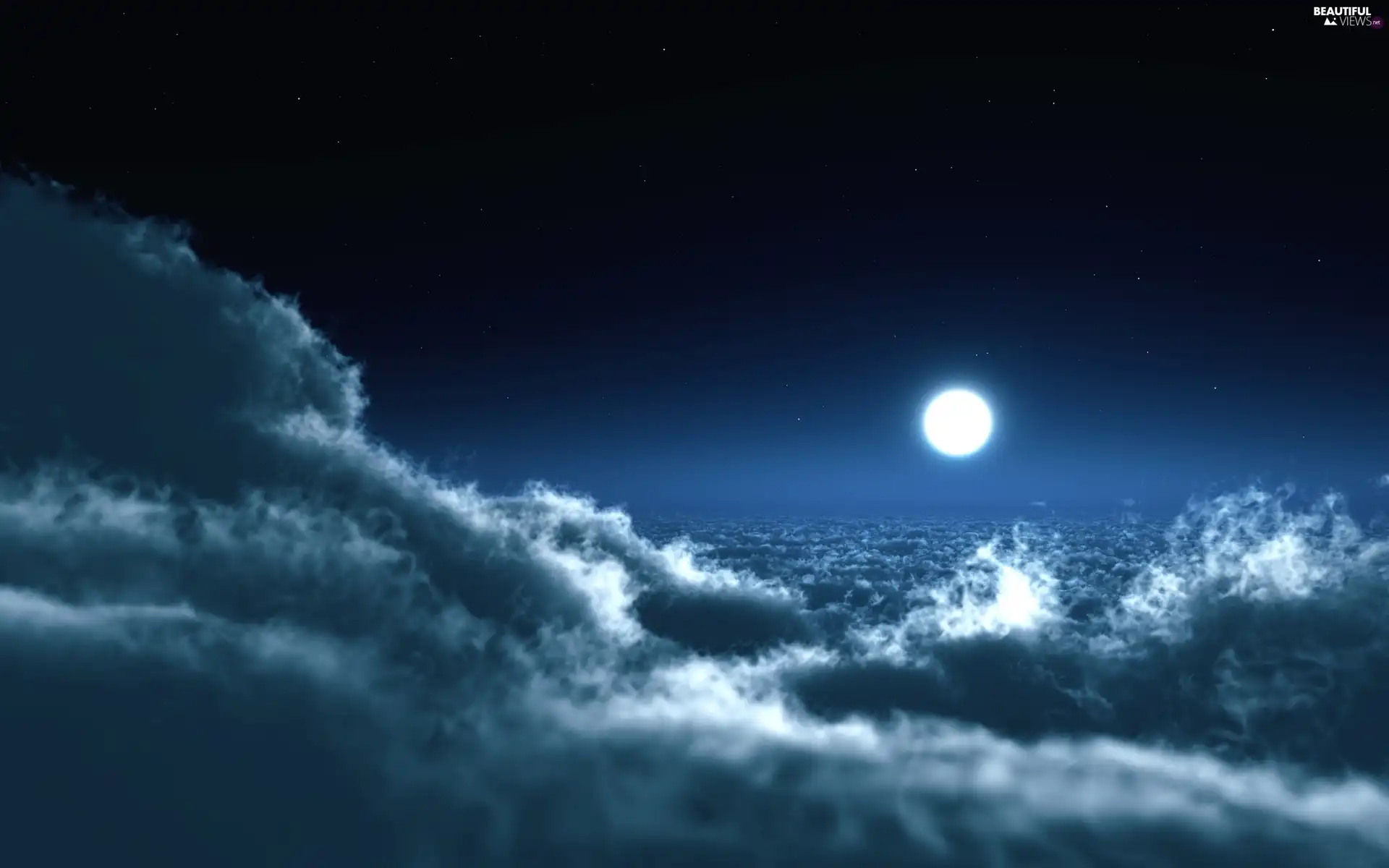 Night, Sky, clouds, moon