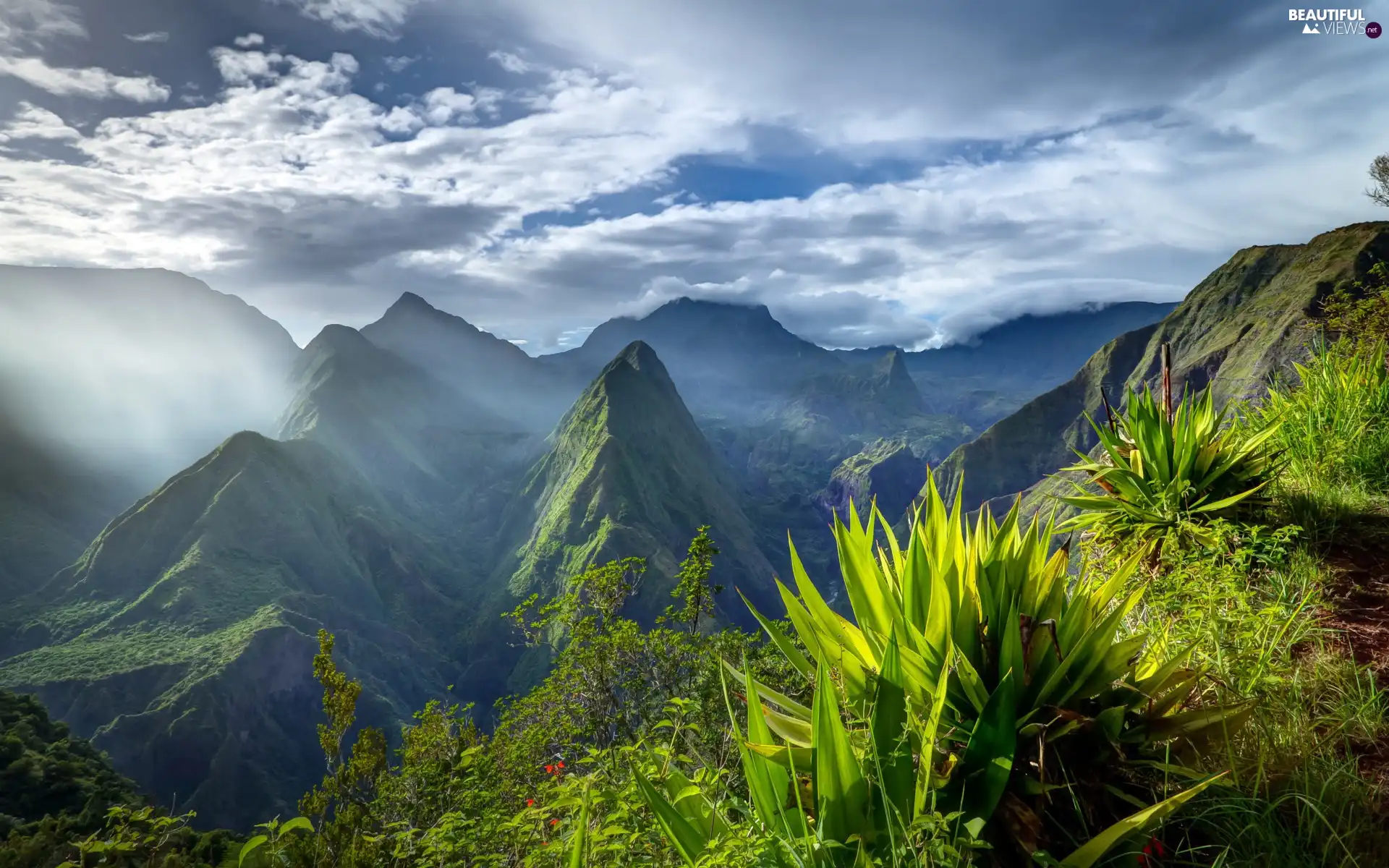 clouds, Mountains, peaks