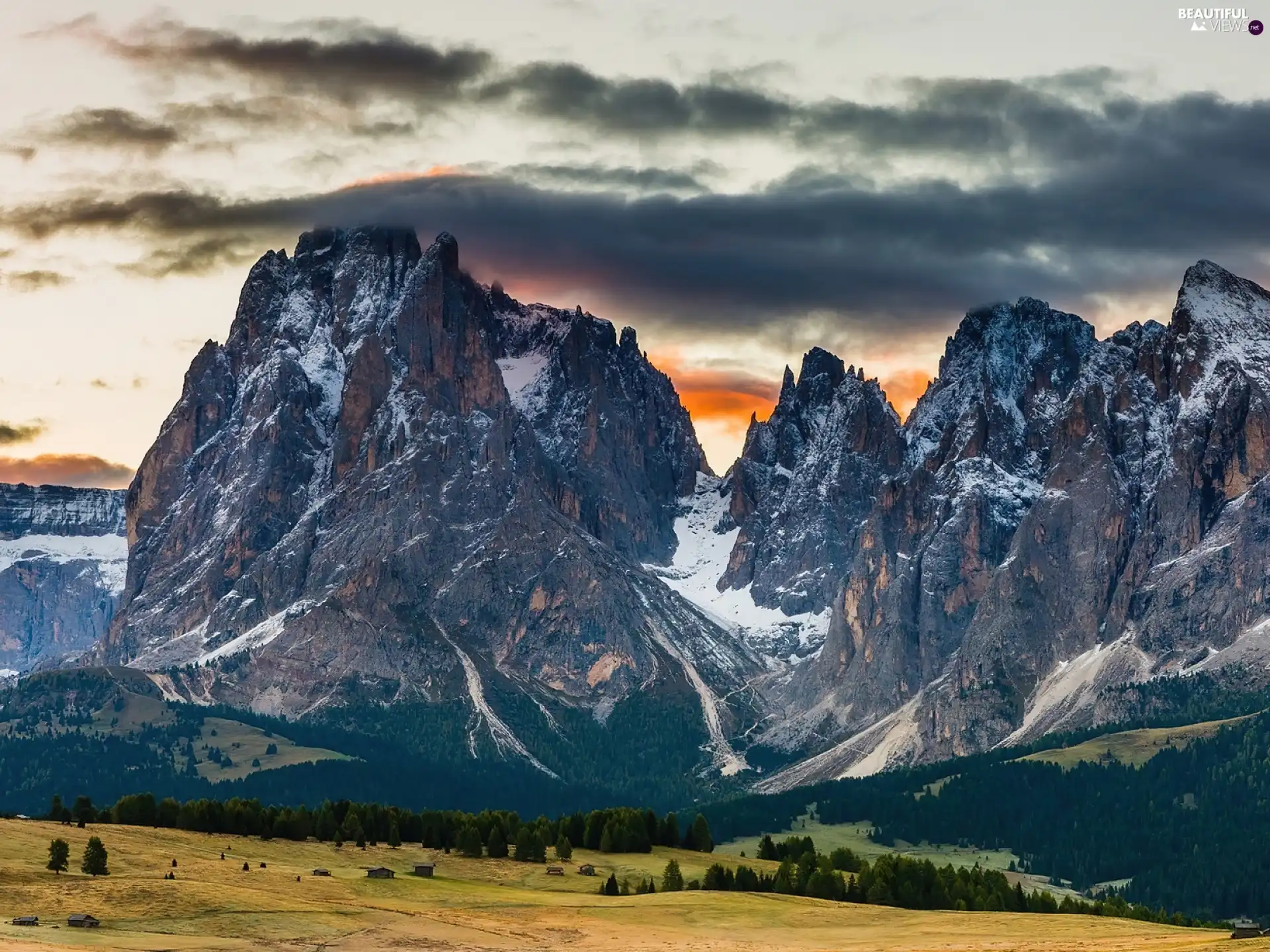 clouds, Mountains, peaks