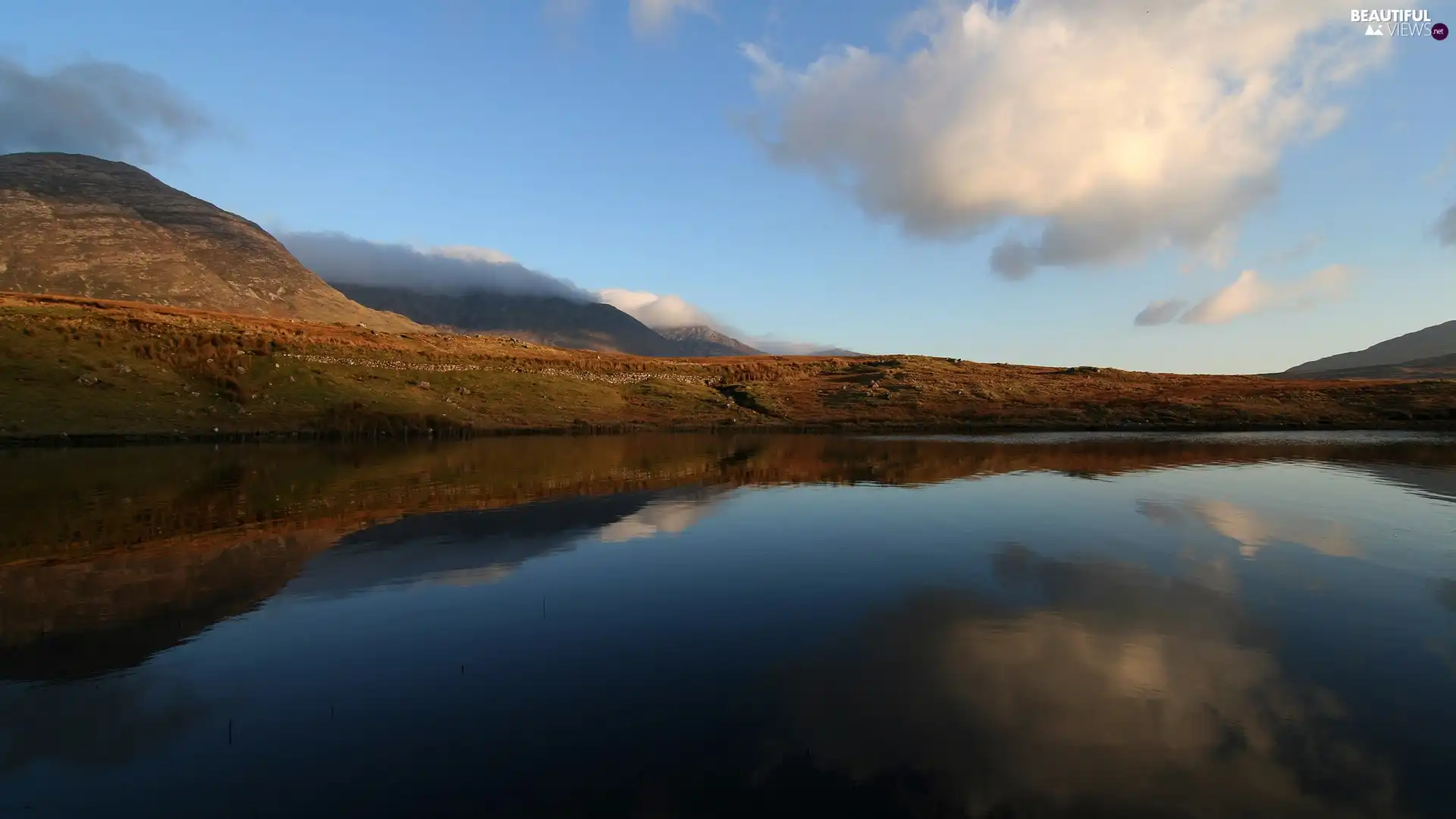 clouds, lake, reflection