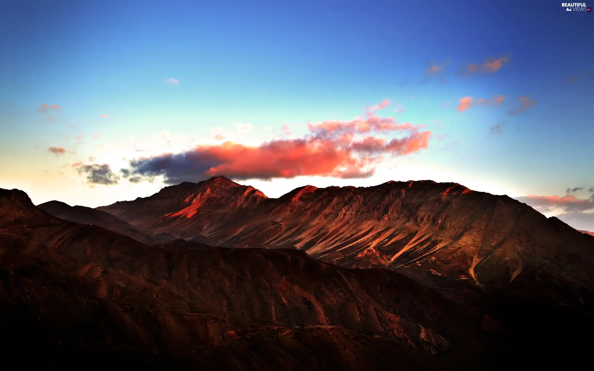 clouds, Mountains, Sky